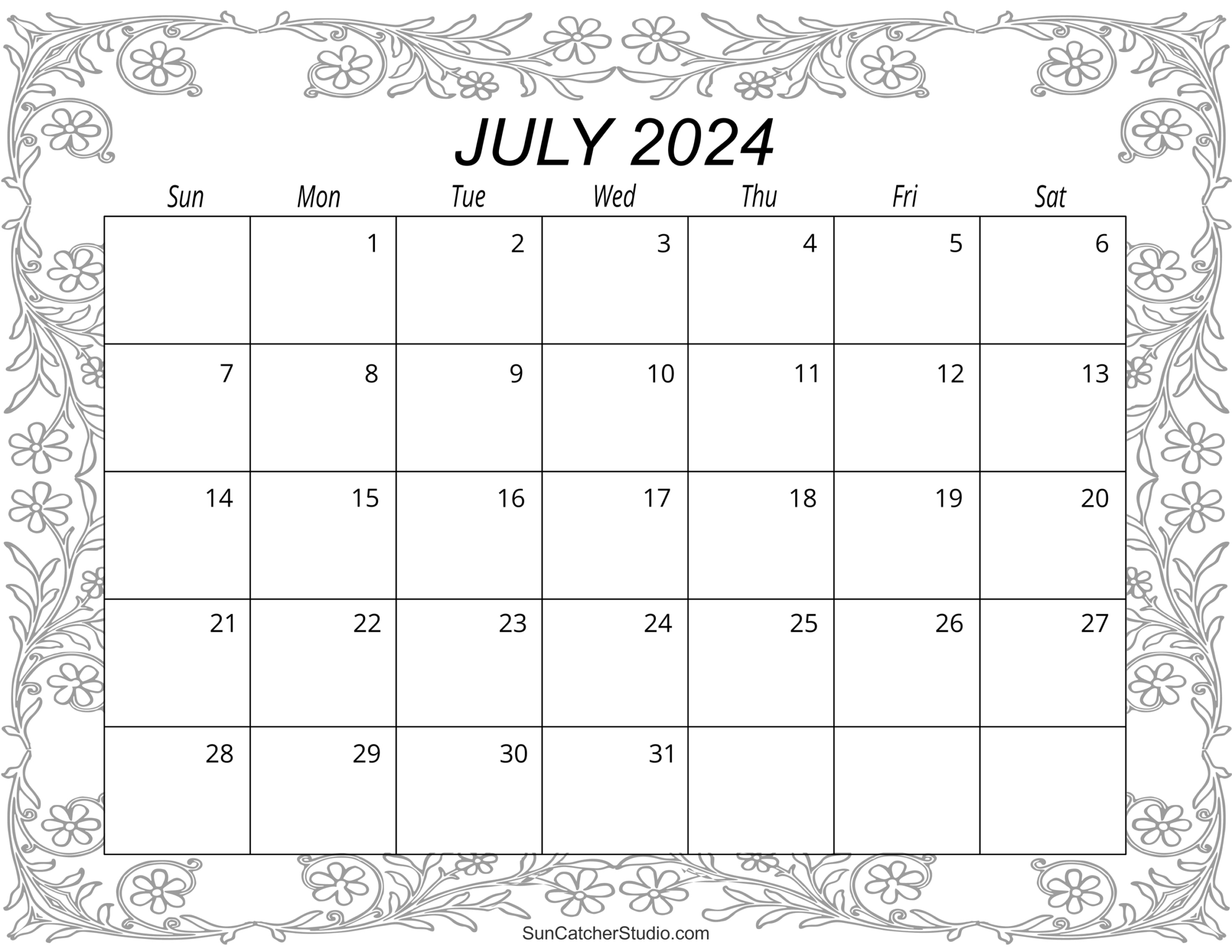 July 2024 Calendar (Free Printable) – Diy Projects, Patterns | July Calendar Coloring Page 2024