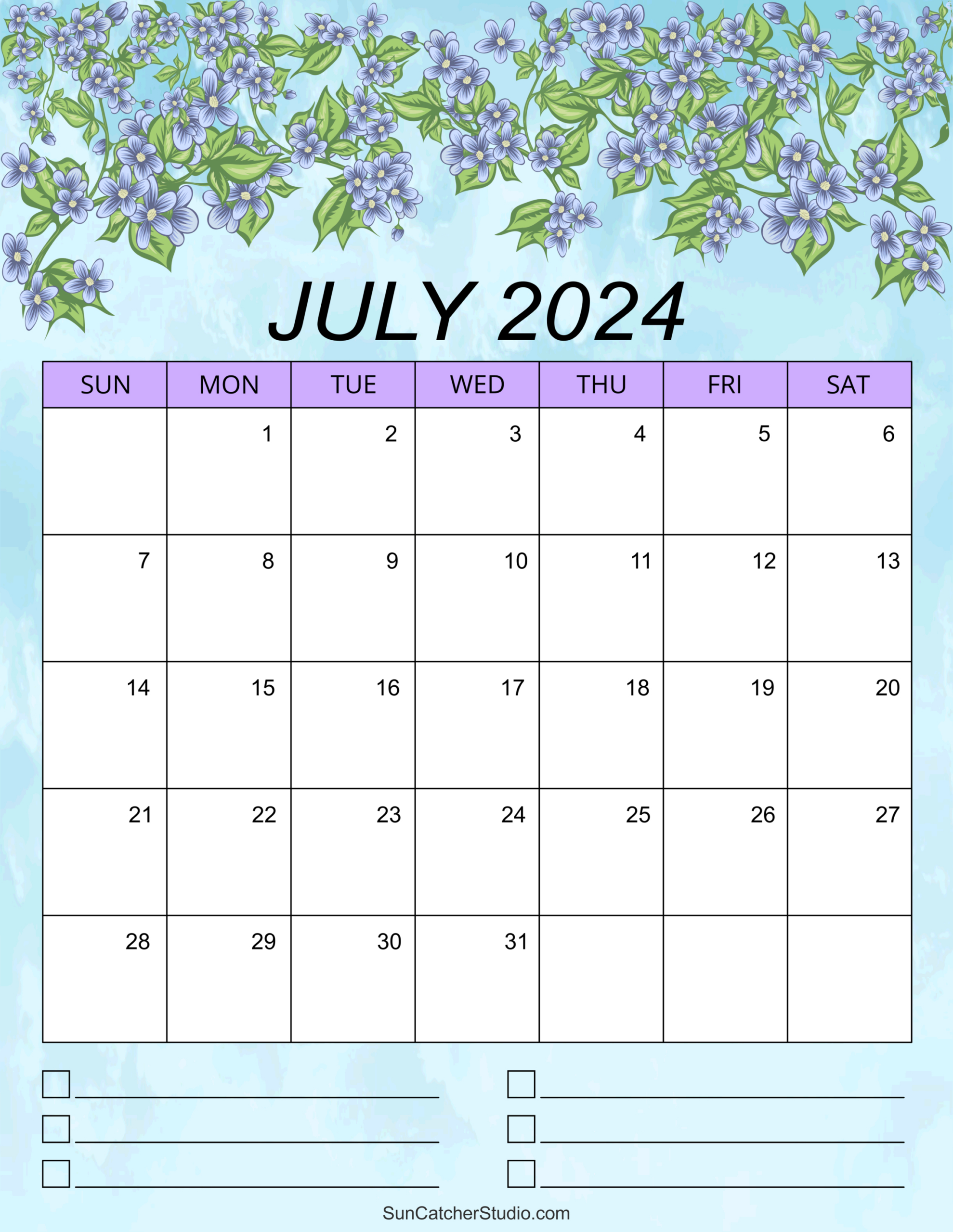 July 2024 Calendar (Free Printable) – Diy Projects, Patterns | July Content Calendar Ideas 2024