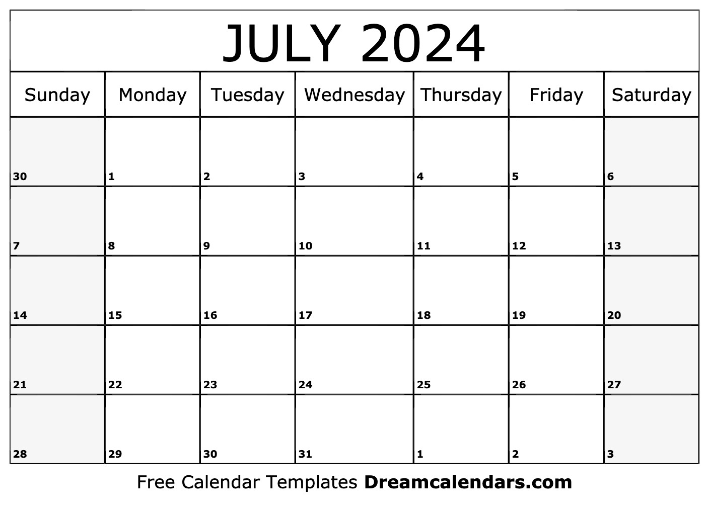 July 2024 Calendar - Free Printable With Holidays And Observances | 21St July 2024 Calendar Printable