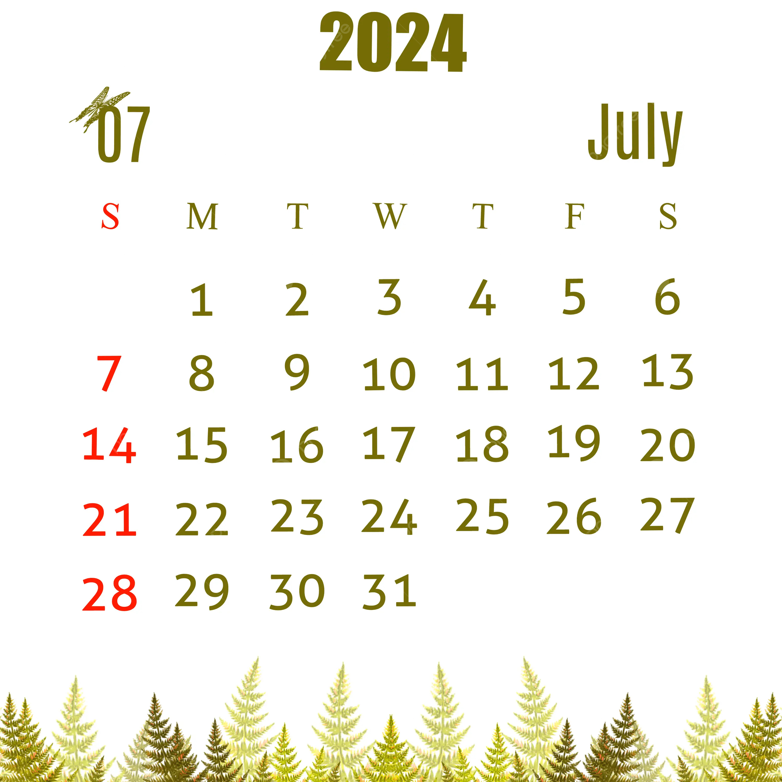 July 2024 Calendar Yellow Illustration Design Template Download On | Christmas In July Calendar 2024