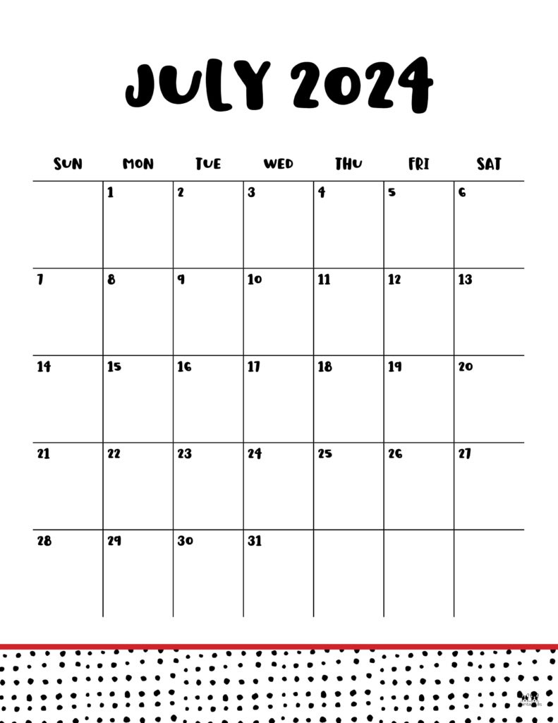 July 2024 Calendars - 50 Free Printables | Printabulls | July 2024 Printable Calendar Portrait