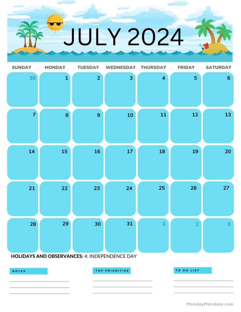 July 2024 Calendars (52 Free Pdf Printables) | July 2024 Calendar Printable Portrait