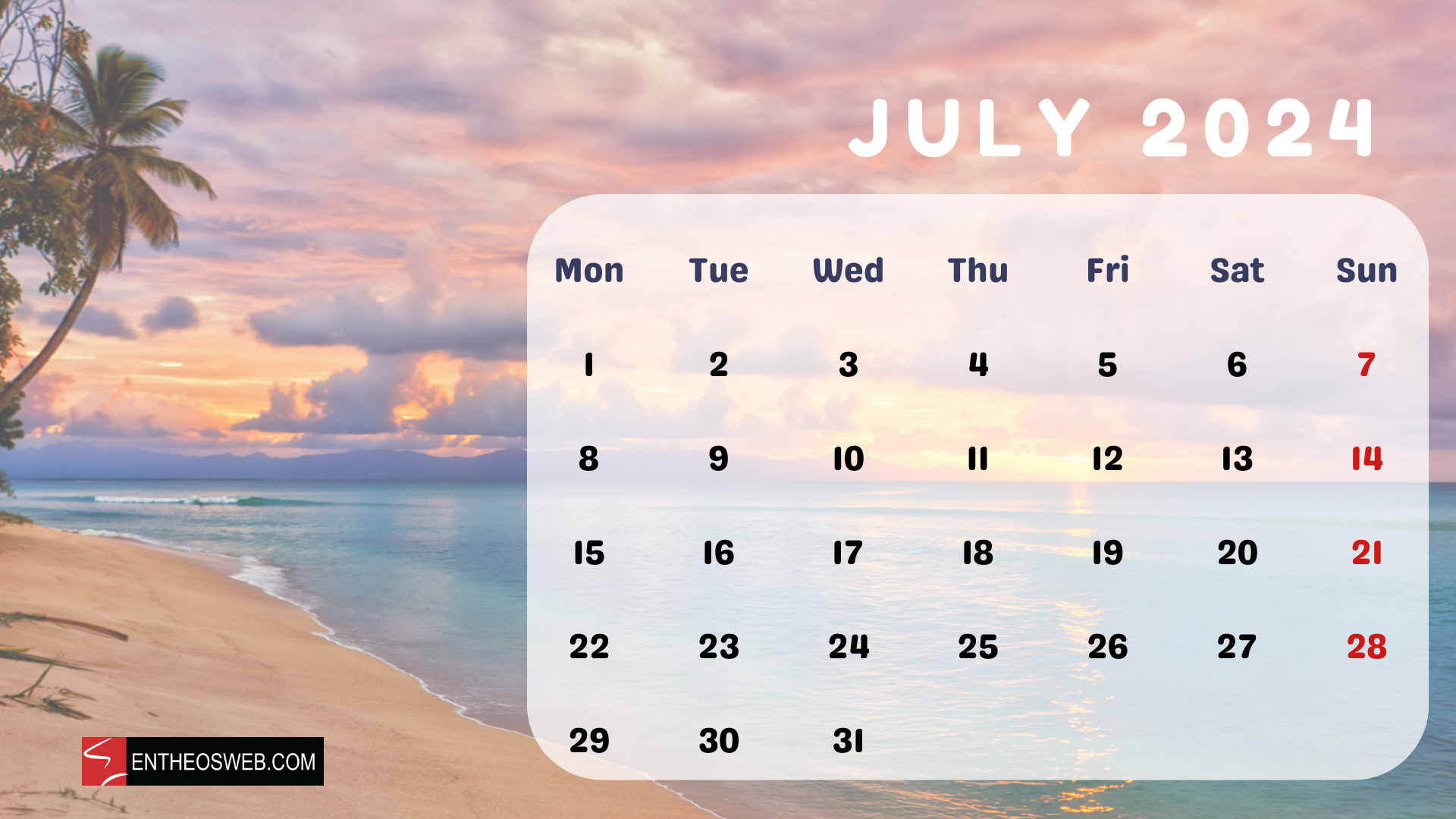July 2024 Desktop Wallpaper Calendar | Entheosweb | Calendar Wallpaper July 2024