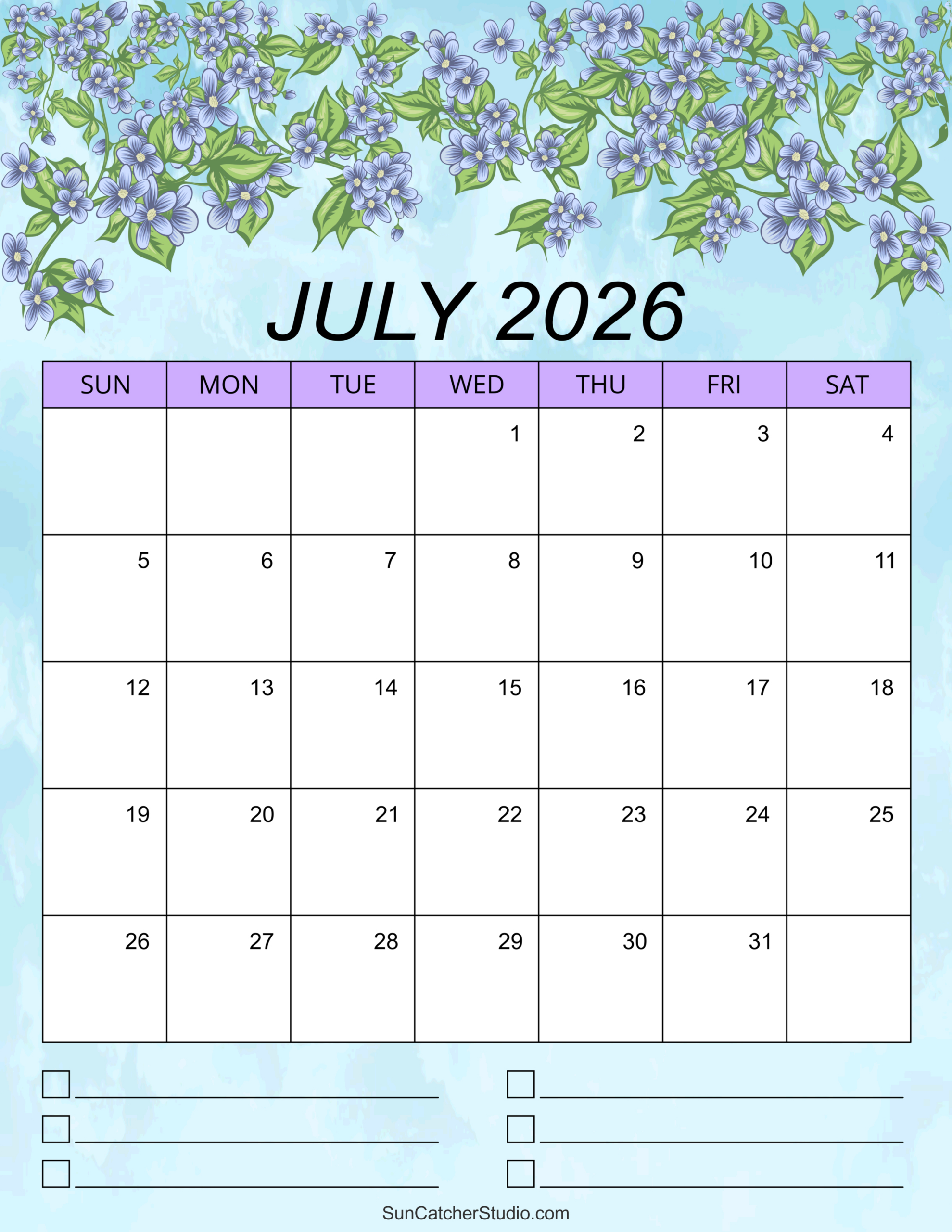July 2026 Calendar (Free Printable) – Diy Projects, Patterns | Calendar For July 2026