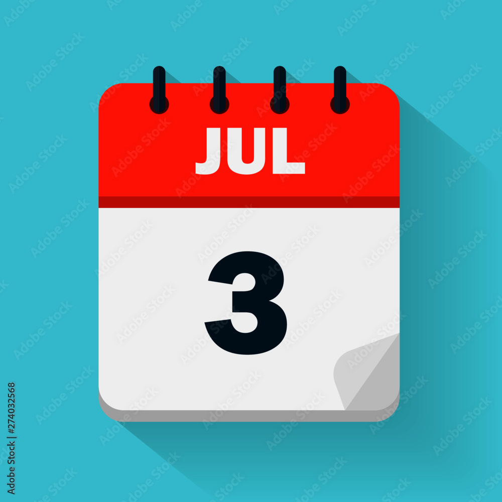 July 3Rd. Daily Calendar Icon In Vector Format. Date, Time, Day | Calendar Emoji July 3 2024
