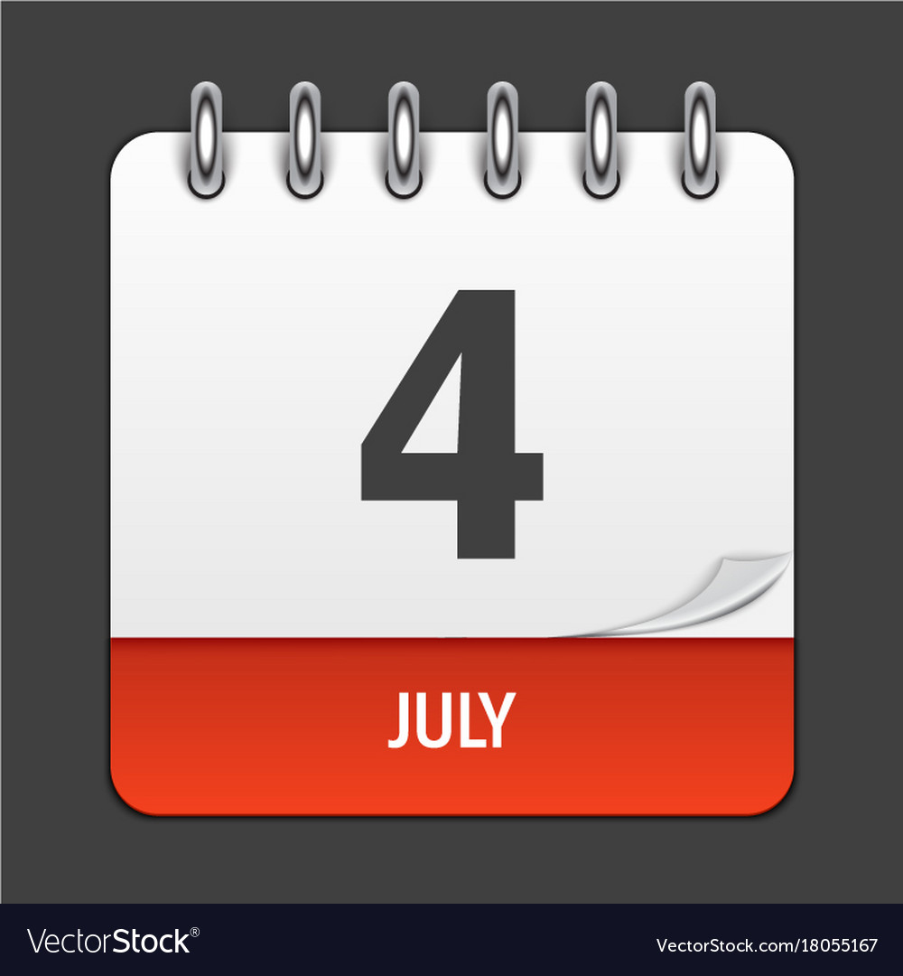 July 4 Calendar Daily Icon Royalty Free Vector Image | Calendar Emoji July 4 2024