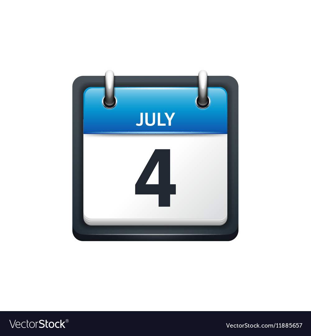 July 4 Calendar Icon Flat Royalty Free Vector Image | Calendar Emoji July 4 2024