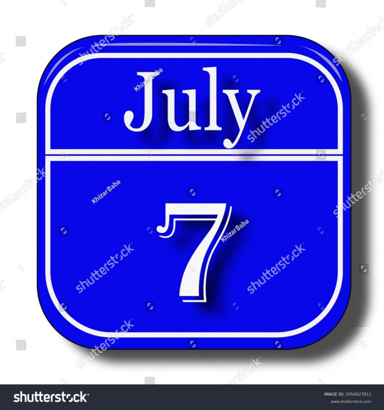 July 7 Date Calendar Blue White Stock Illustration 2050627811 | Calendar Emoji July 7 2024