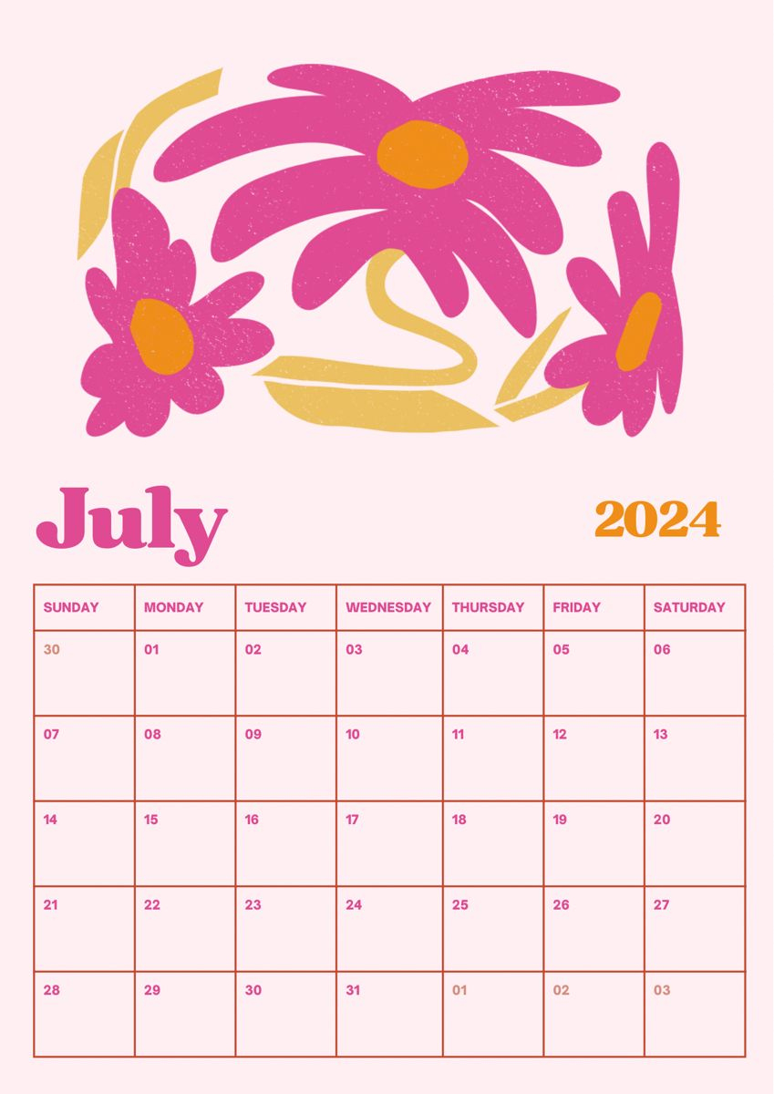July Calendar 2024 | Bullet Journal July Calendar 2024