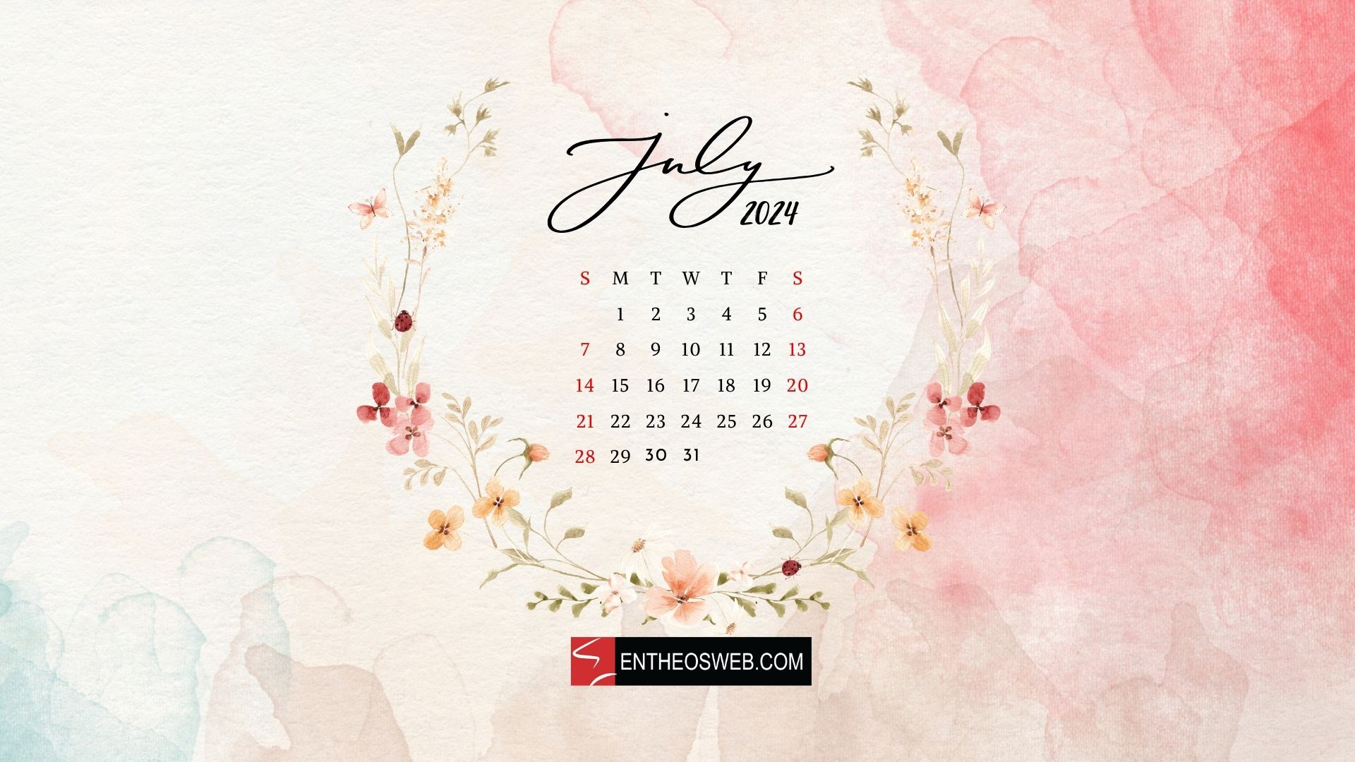July Calendar Desktop Wallpaper | Entheosweb | July Calendar Desktop Background 2024