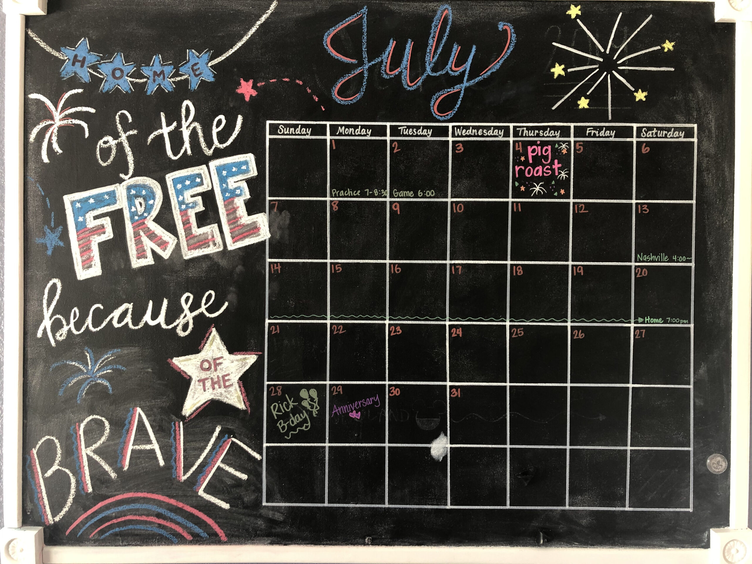 July Chalkboard Calendar 2019 In 2024 | Chalkboard Calendar | July Chalkboard Calendar Ideas 2024