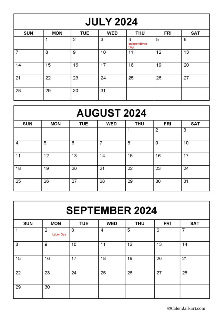 July August September 2024 Calendar Printable | Printable Calendar 2024