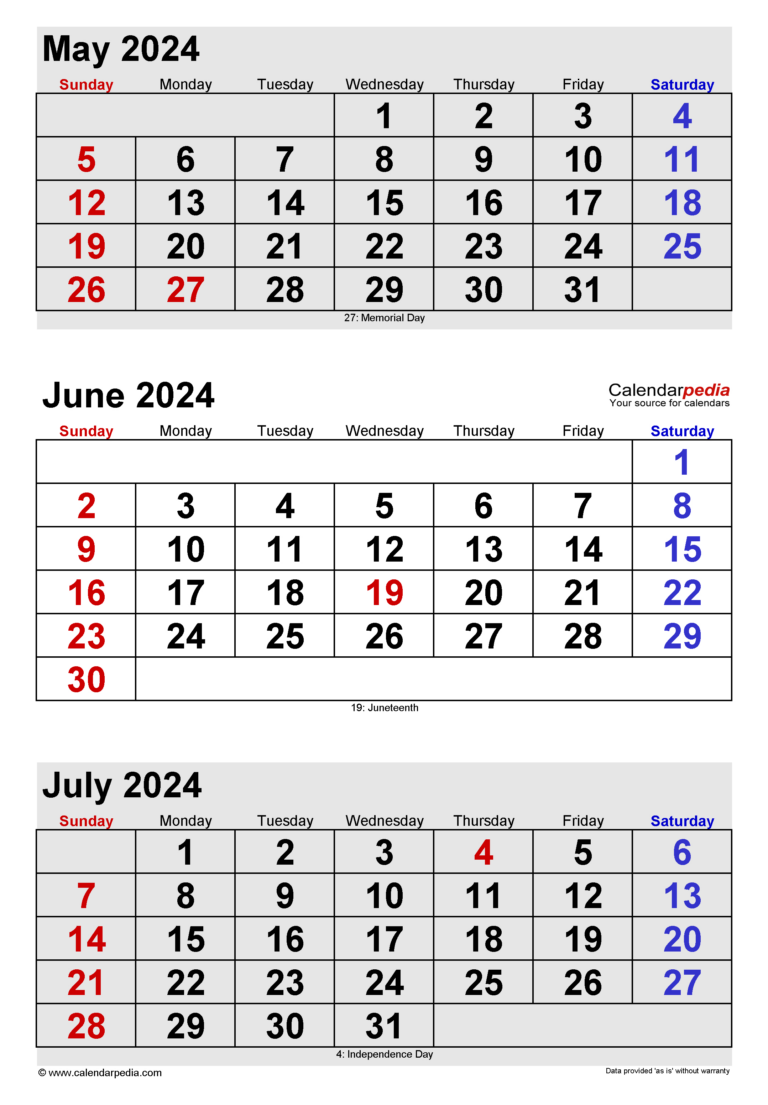 June 2024 Calendar | Templates For Word, Excel And Pdf | 2 Month Calendar June July 2024