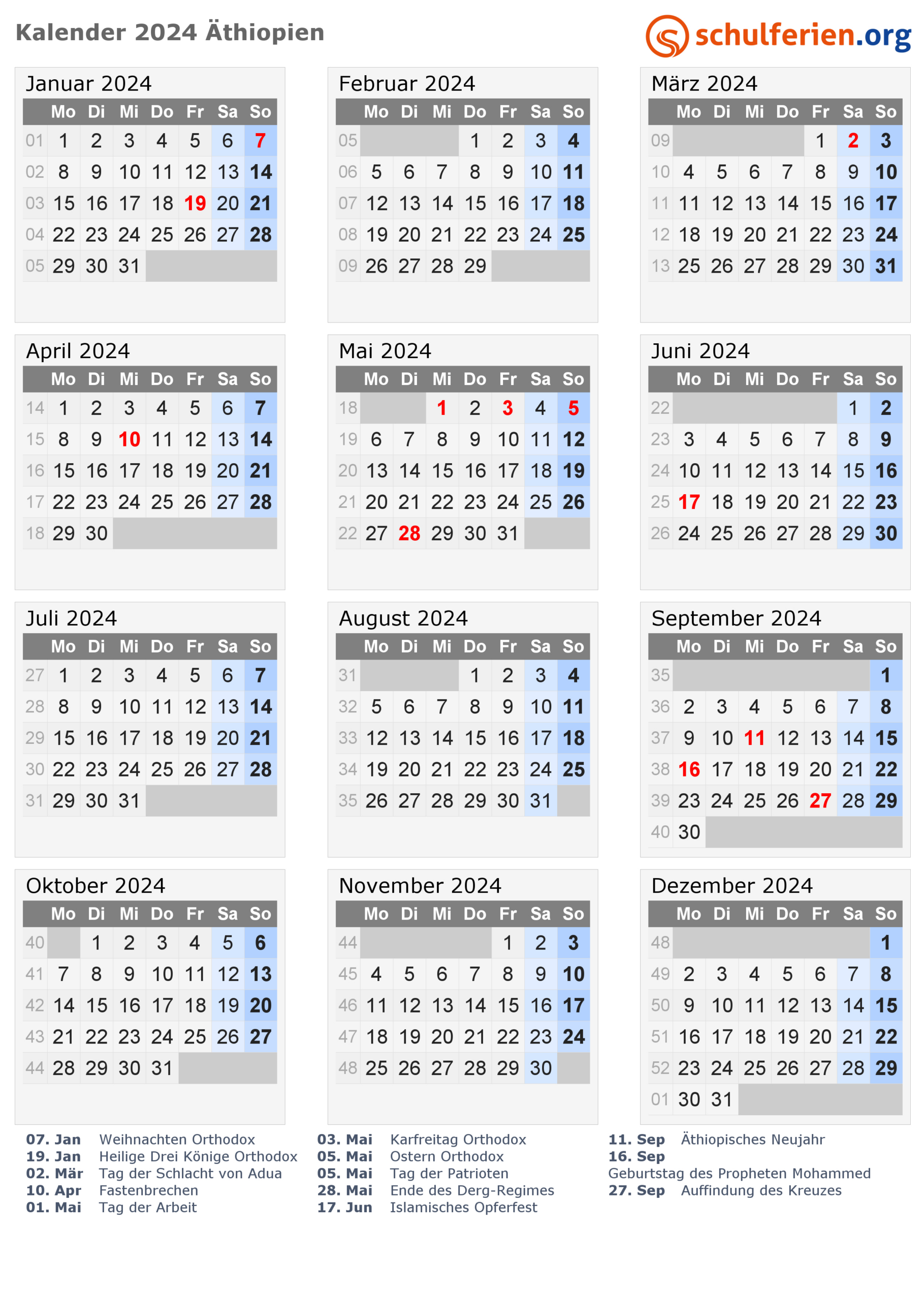 Kalender 2024/2025 Äthiopien, Feiertage | July 30 2024 In Ethiopian Calendar