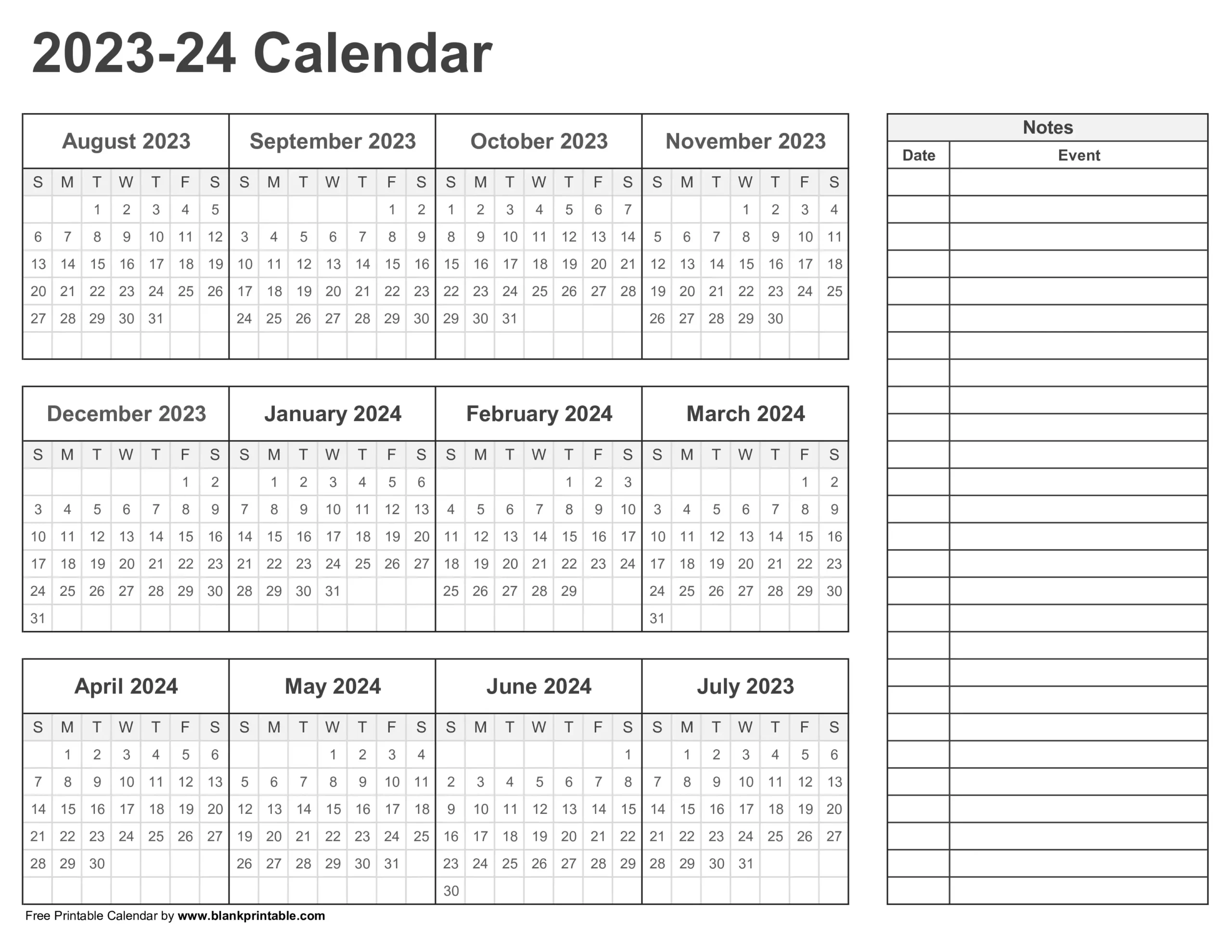 Make Planning Fun &Amp;Amp;Amp; Easy With August 2023 To July 2024 Calendars | Calendar August 2023 - July 2024