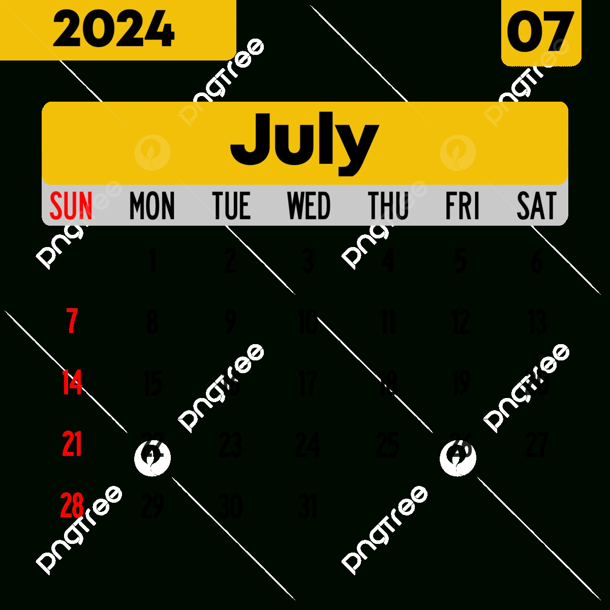 Minimalist Calendar July 2024, Calendar 2024, July 2024 Png | July Calendar Clip Art 2024