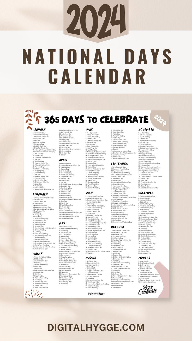 National Days And Holidays 2024 Printable Pdf | July Calendar Of National Days 2024