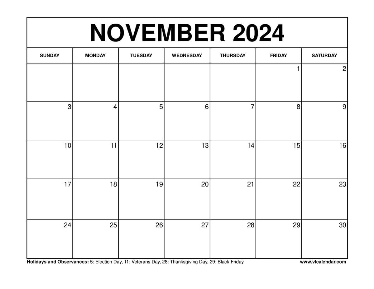 November 2024 Calendar Printable Templates With Holidays | June July Calendar Template 2024