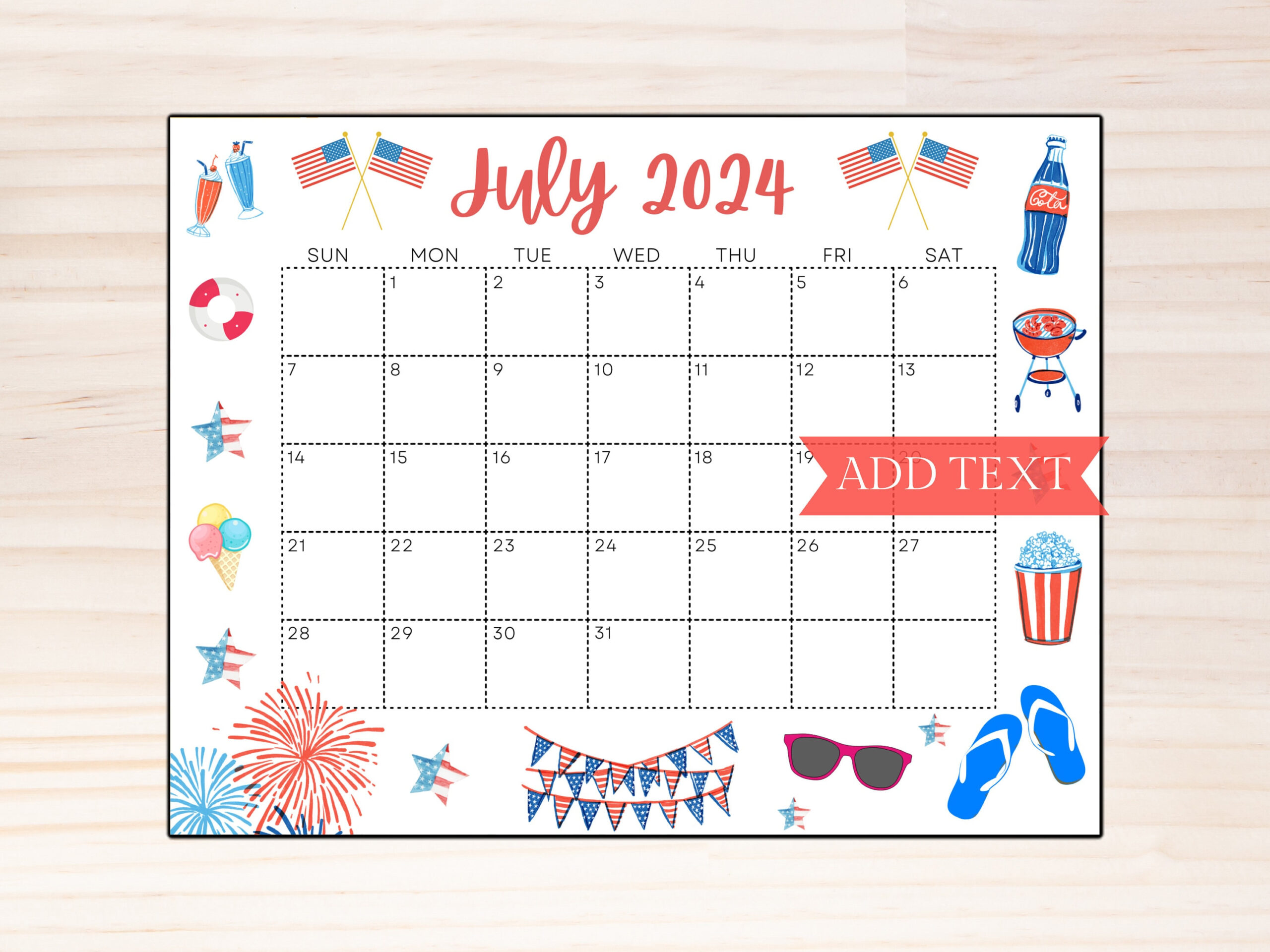 Printable July 2024 Calendar, Editable Classroom Calendar, Summer | Calendar Ideas For July 2024