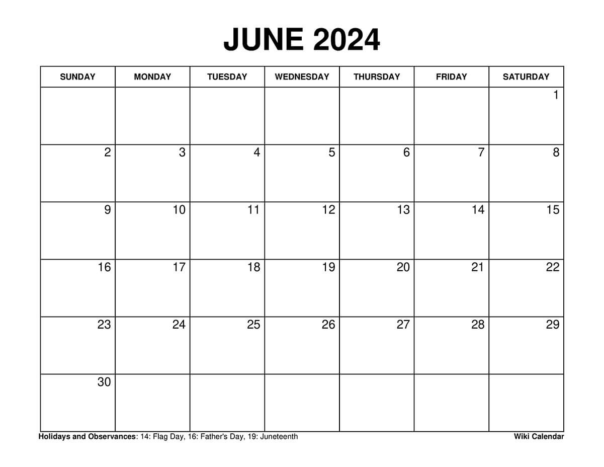 Printable June 2024 Calendar Templates With Holidays | Calendar Month For June 2024