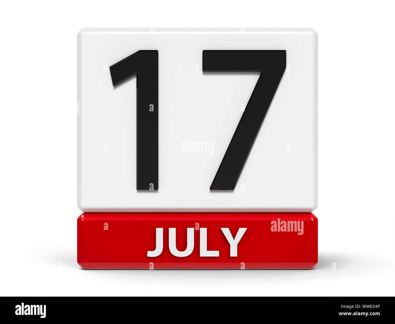 Red And White Calendar Icon From Cubes - The Seventeenth Of July | Calendar Emoji July 19 2024