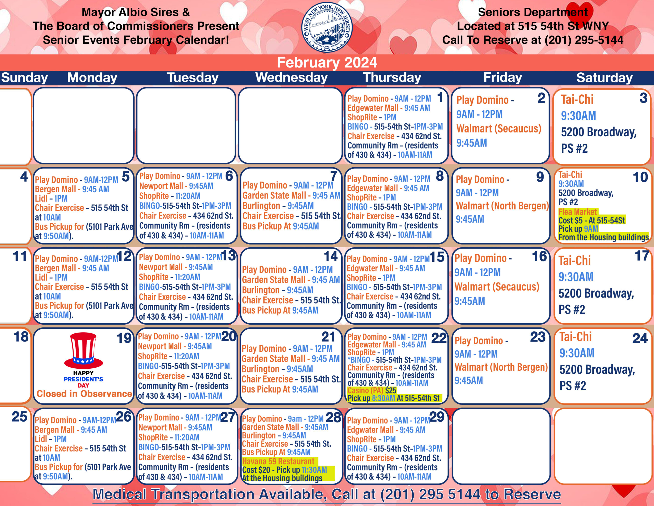 Senior Events – February 2024 – The Town Of West New York | Nyc July Calendar Of Events 2024