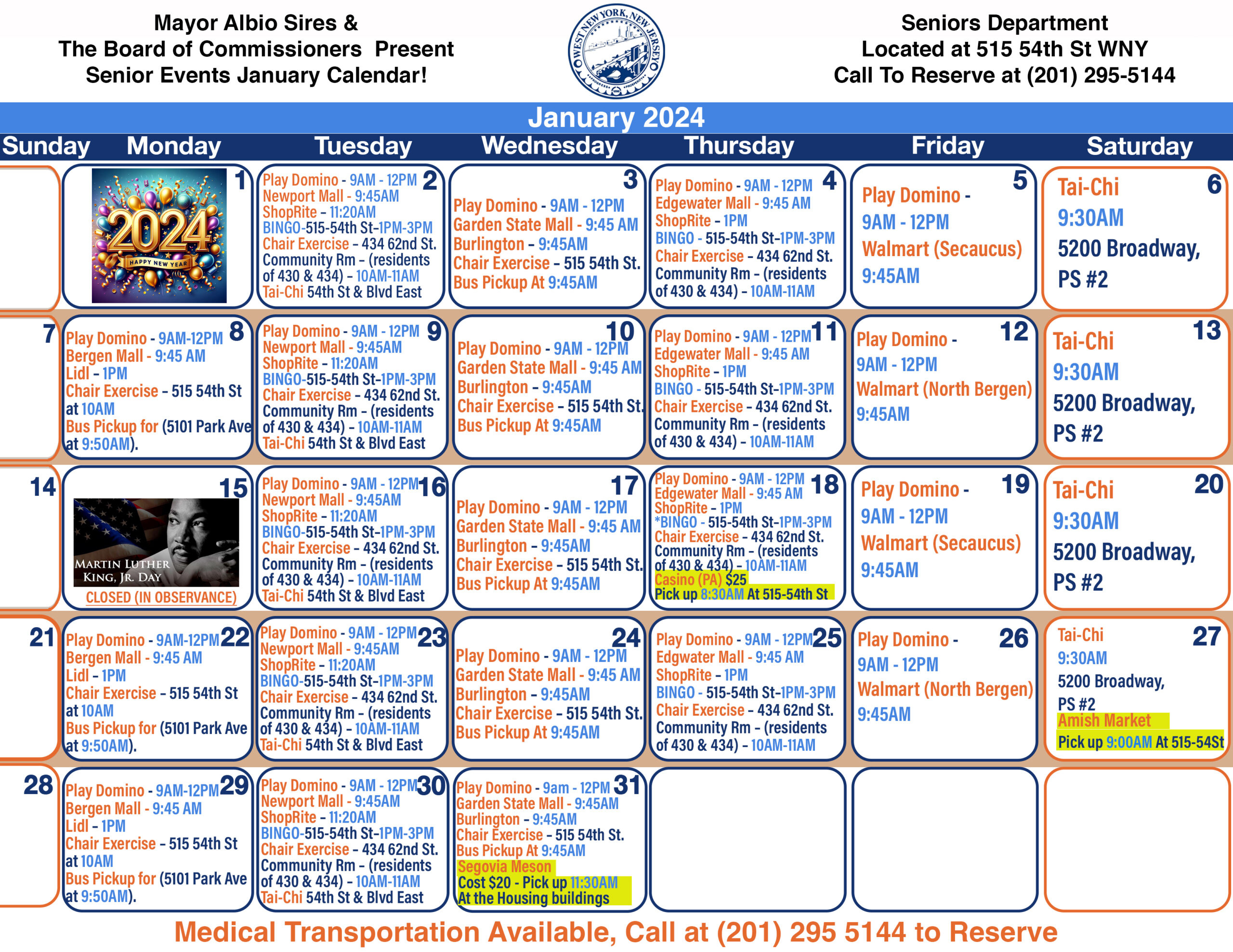 Senior Events – January 2024 – The Town Of West New York | Nyc July Events Calendar 2024