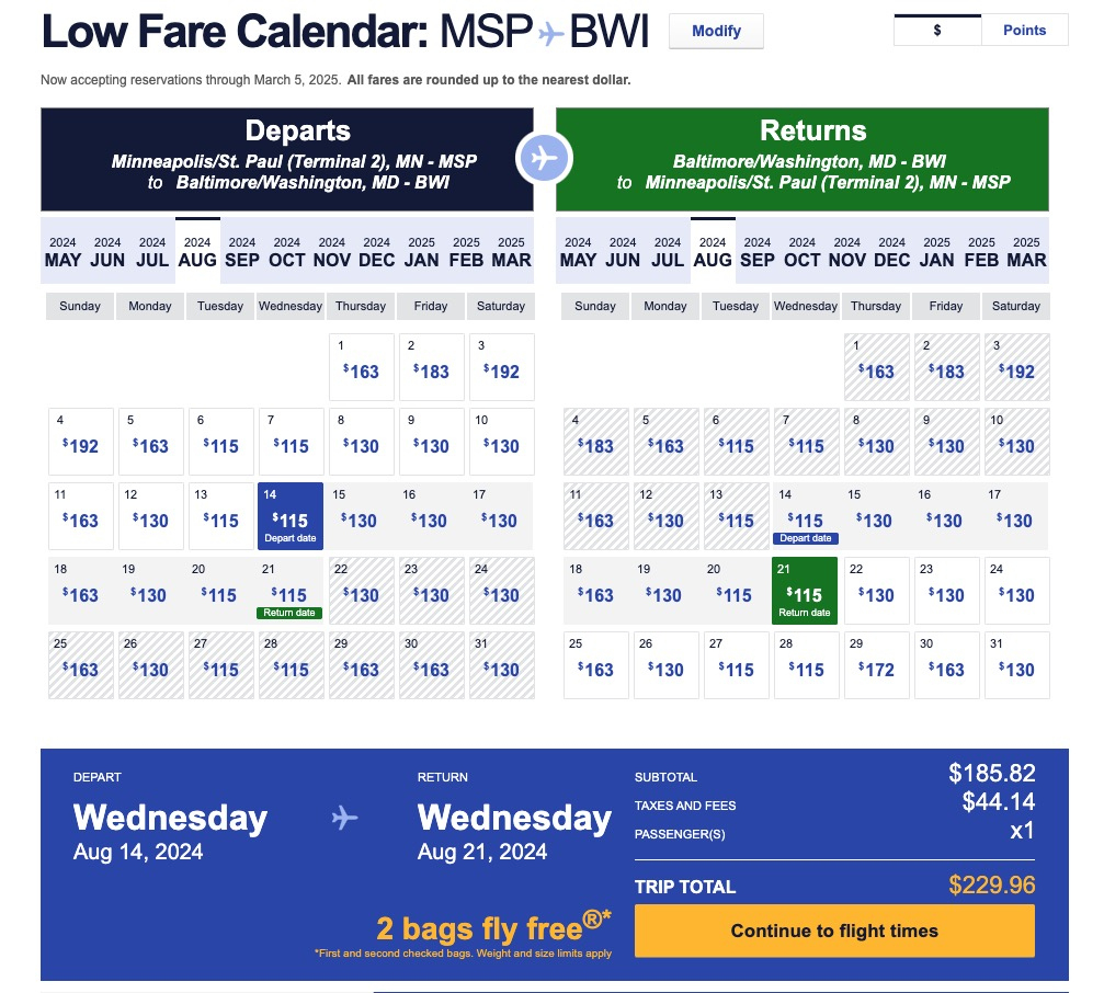Southwest Makes (Another) Change To Help Find The Best Flights | Southwest Low Fare Calendar July 2024