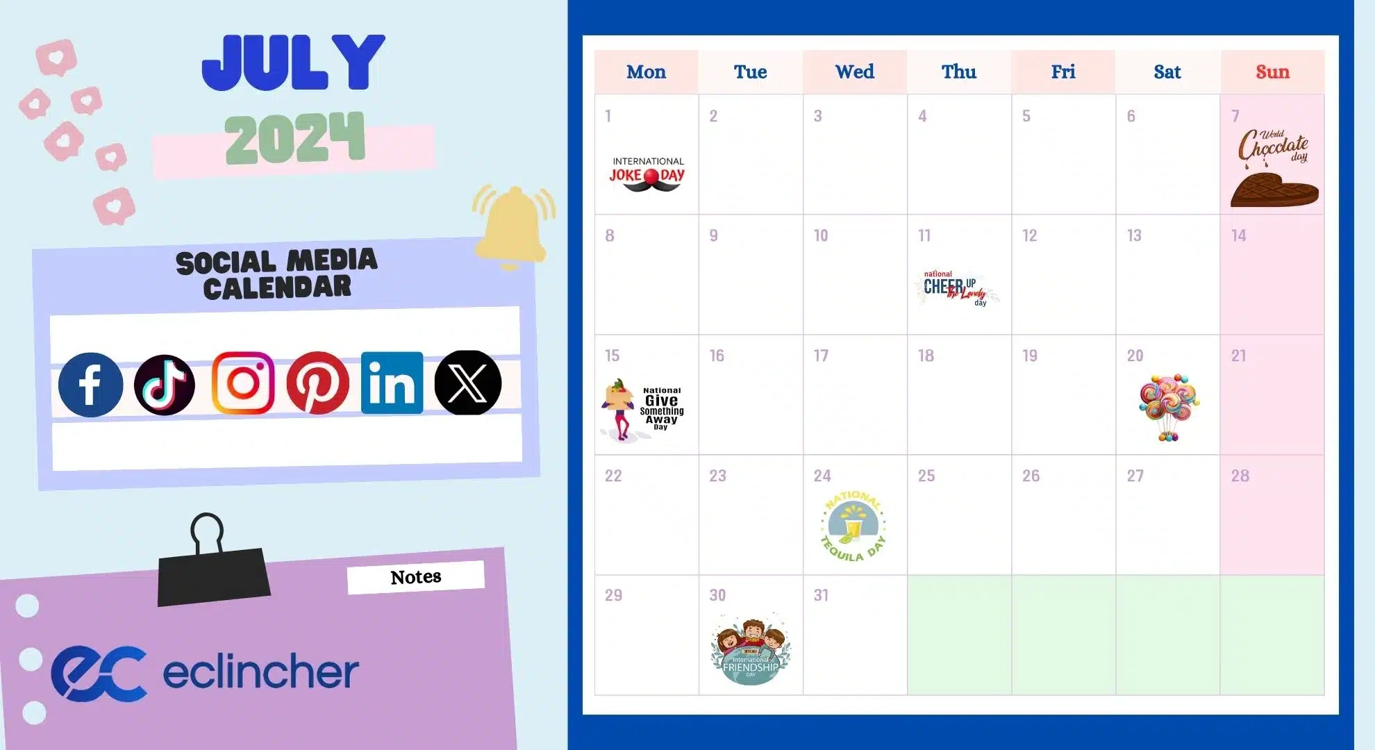 The Essential Social Media Calendar 2024 That You Can&Amp;Amp;#039;T Miss | Calendar Emoji July 12 2024