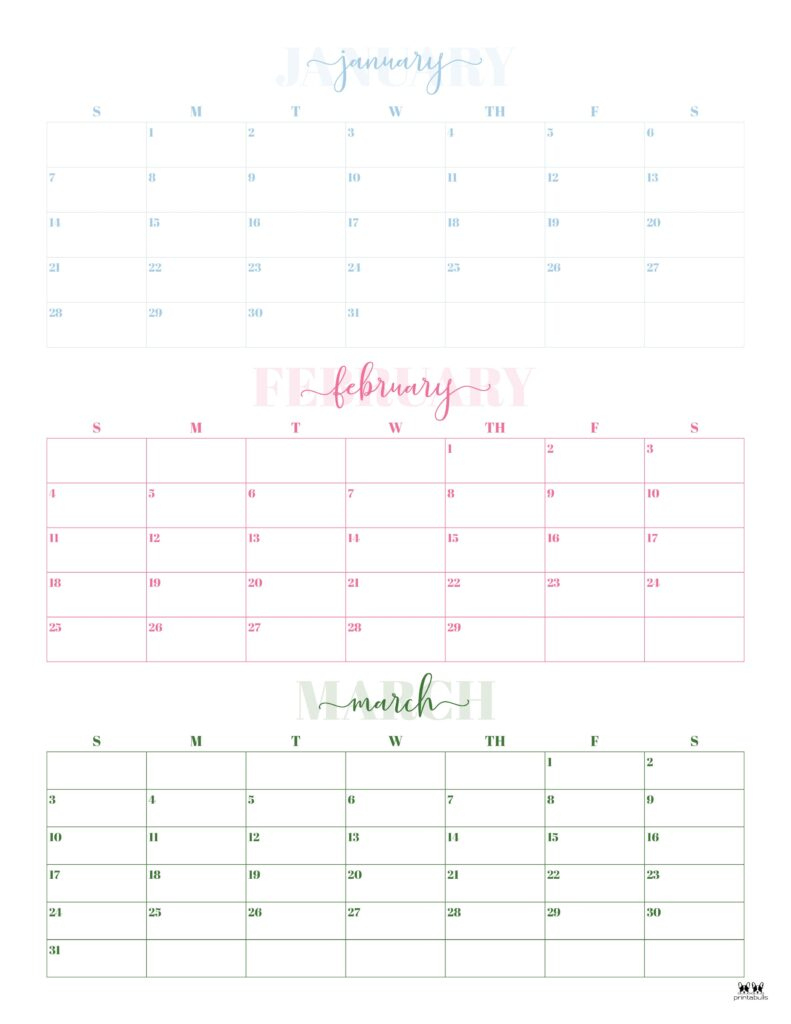 Three Month/Quarterly Calendars - 36 Free Calendars | Printabulls | 3 Month Calendar 2024 June July August