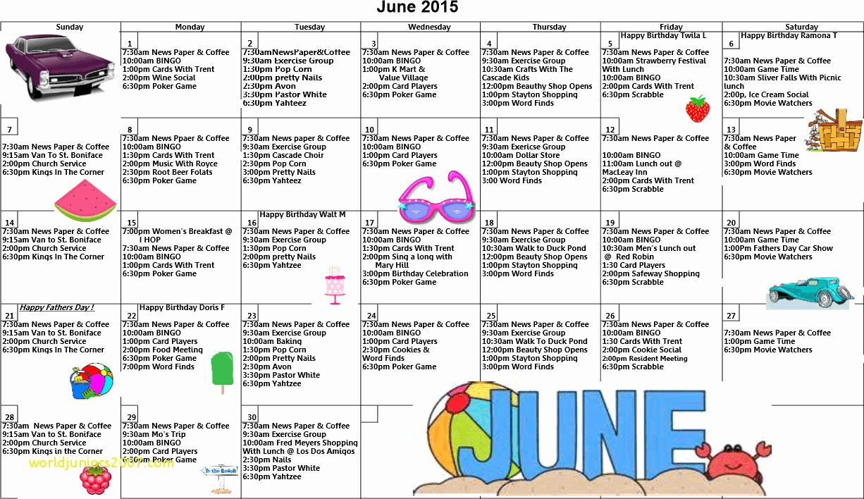 Top Result Awesome Assisted Living Activity Calendar | Senior | June Activity Calendar For Assisted Living