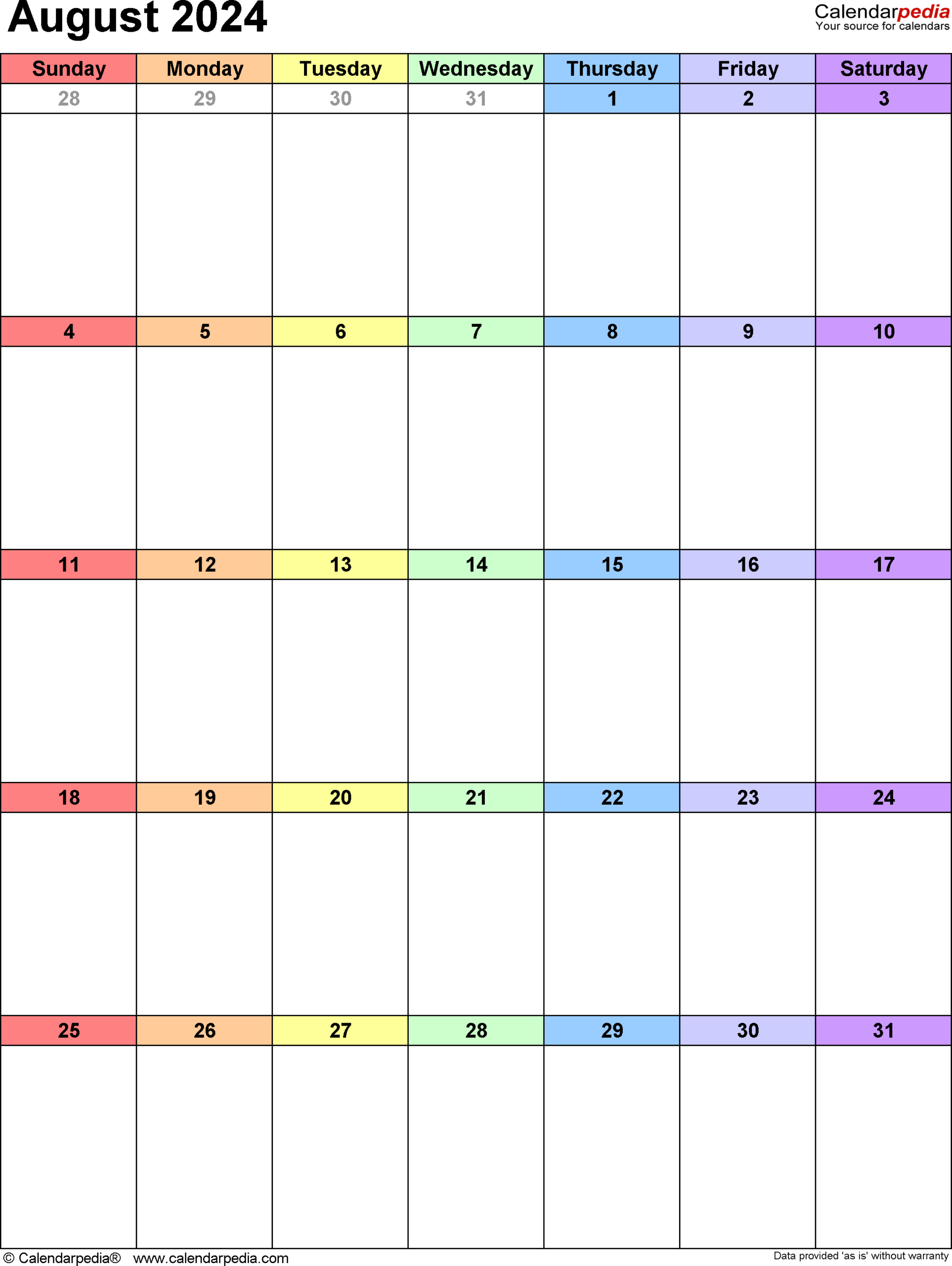 August 2024 Calendar | Templates For Word, Excel And Pdf | August 2024 Calendar Editable