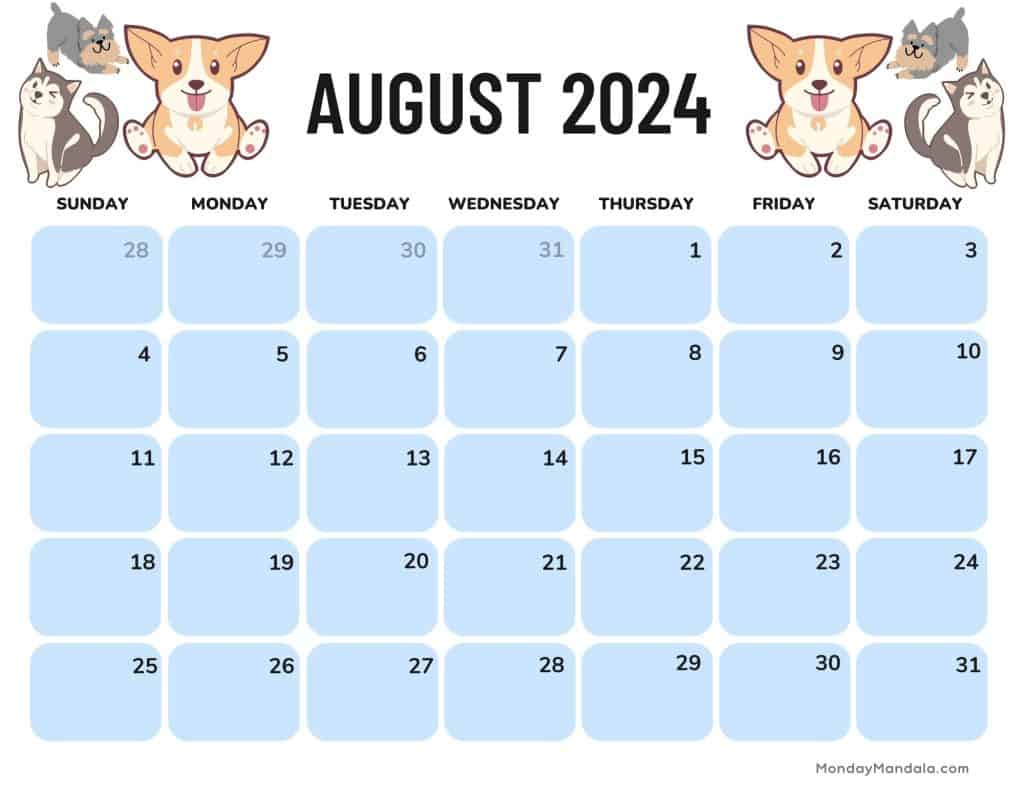 August 2024 Calendars (52 Free Pdf Printables) | August 2024 Calendar Printable Landscape