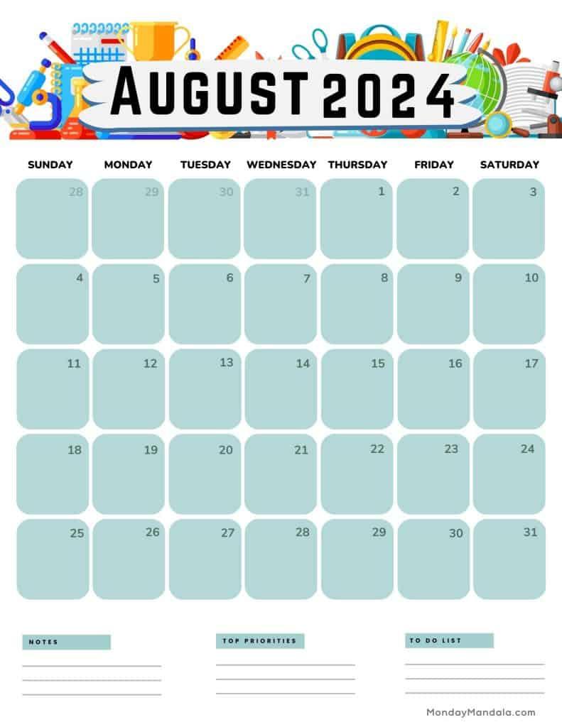 August 2024 Calendars (52 Free Pdf Printables) | August 2024 Calendar Printable Portrait