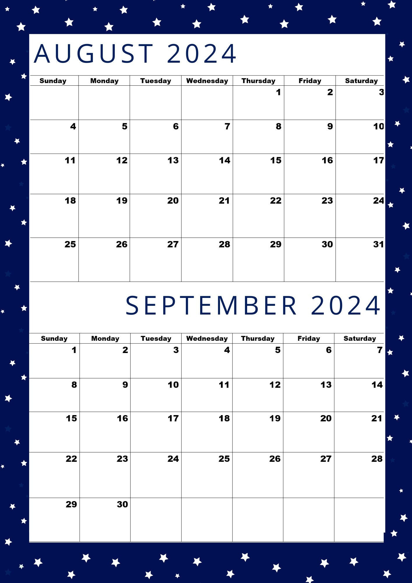 August 2024 Calendar,September 2024 Calendar,August 2024 Sep 2024 | Printable Calendar August September 2024