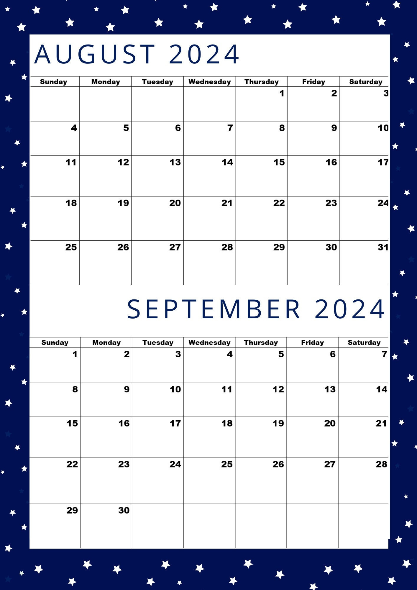 August 2024 Kalender,September 2024 Kalender,August 2024 Sep 2024 | August and September 2024 Calendar