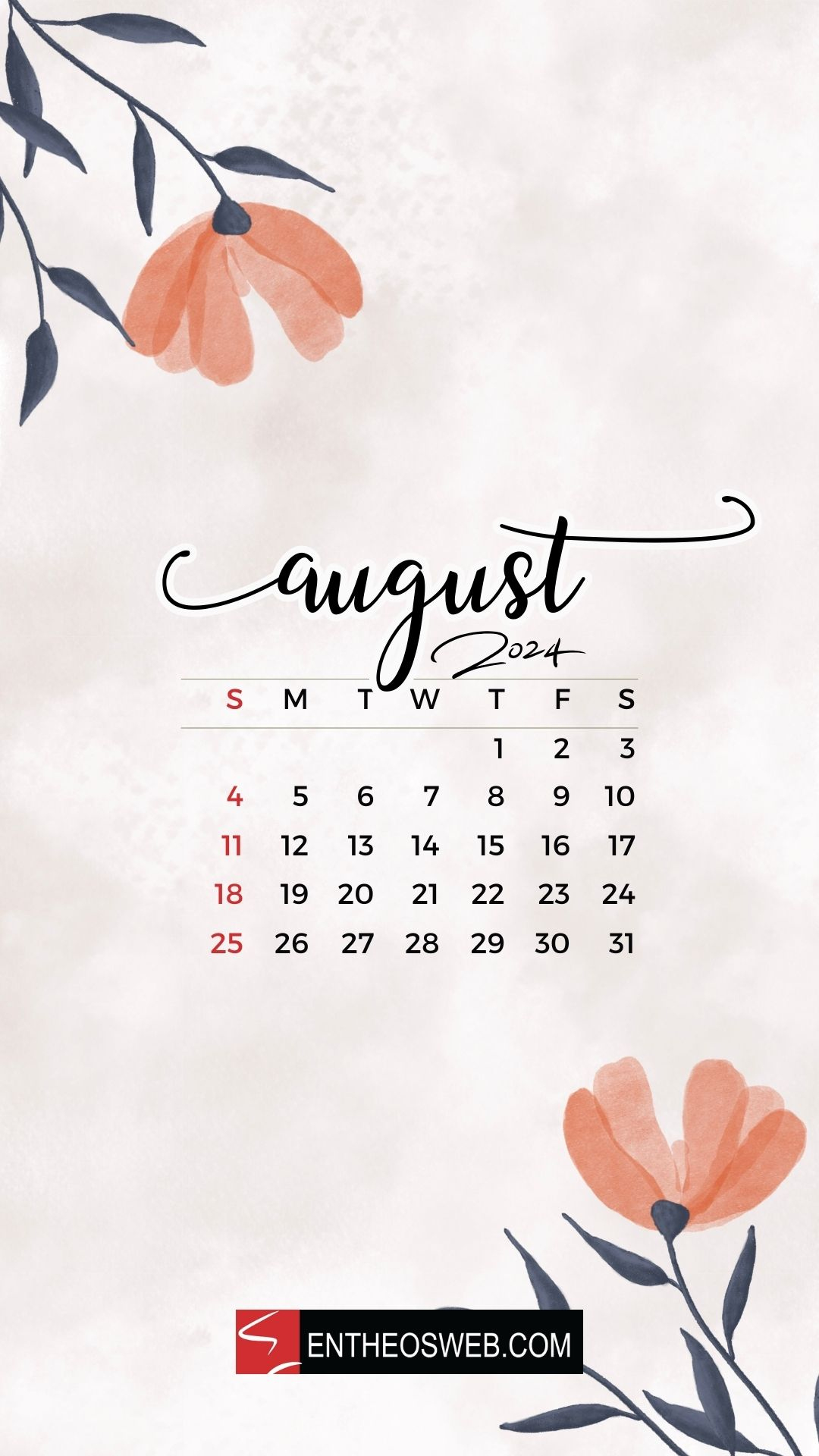 August 2024 Mobile Phone Backgrounds | Entheosweb | August 2024 Calendar Wallpaper