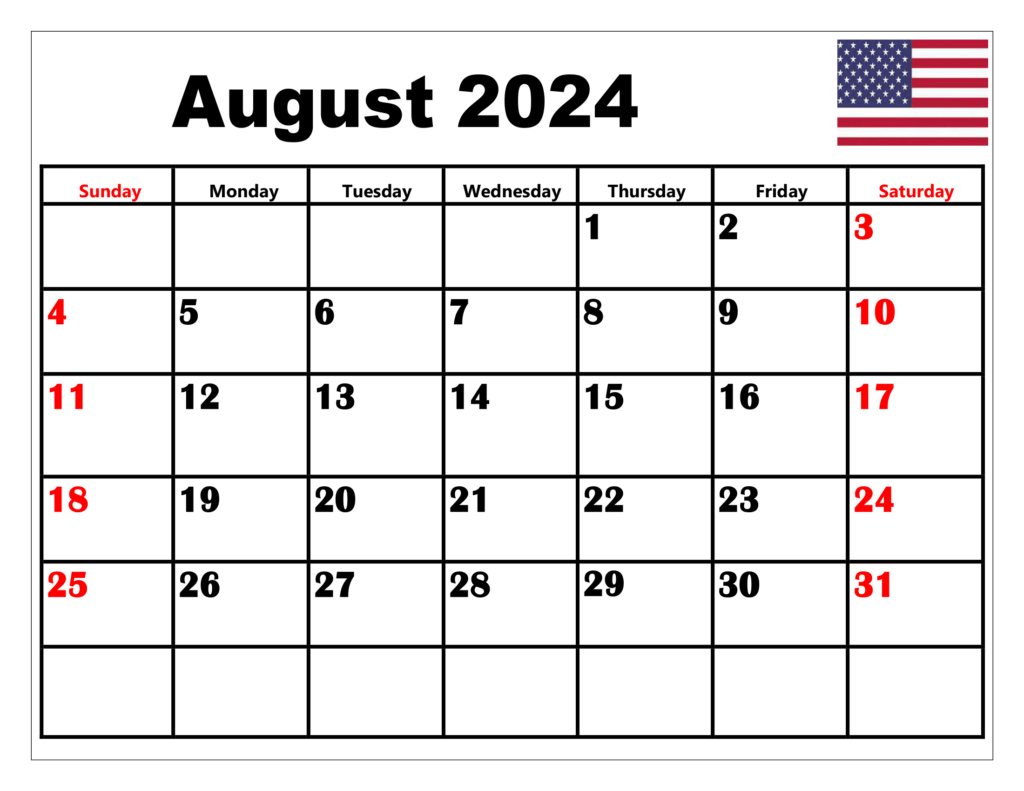 August 2024 Printable Calendar Template: Stay Organized And | 123 Calendar August 2024