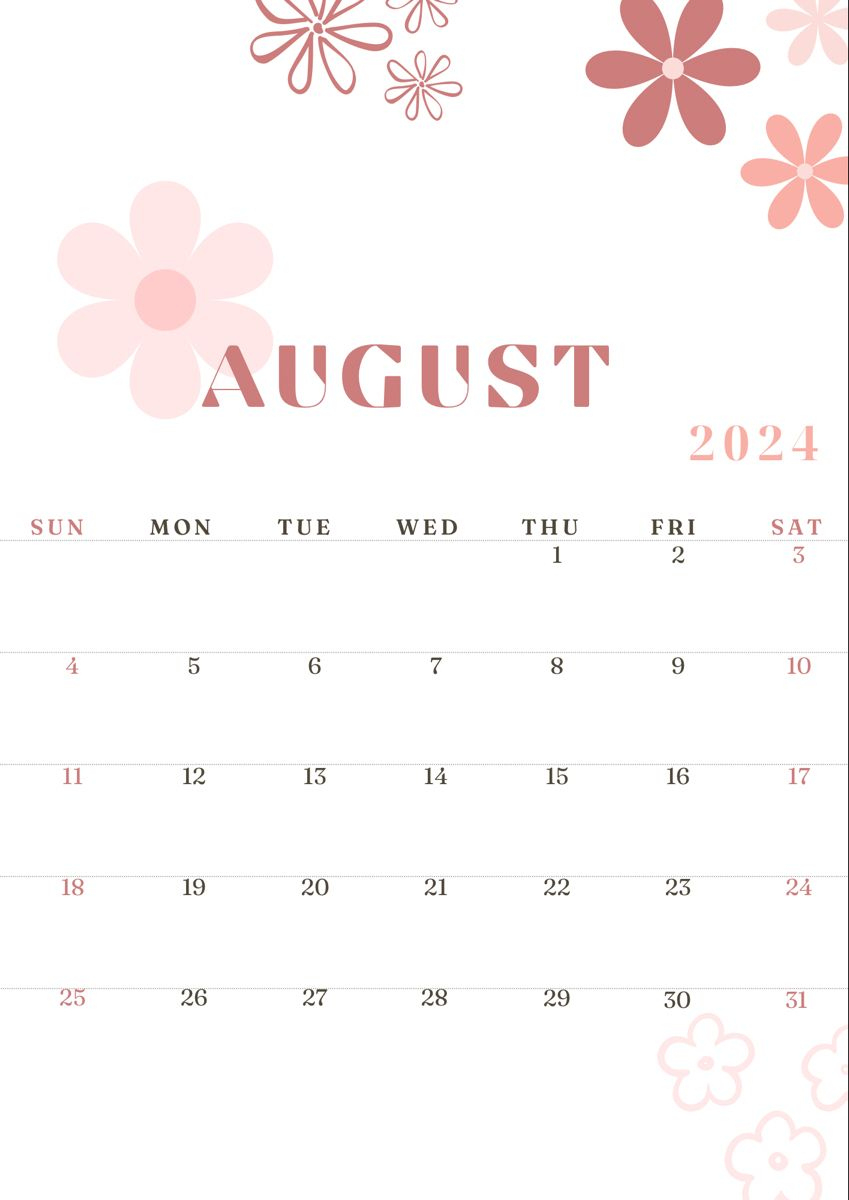 August Calendar 2024, August Calendar, Calendar Background, Study | Aesthetic August Calendar 2024