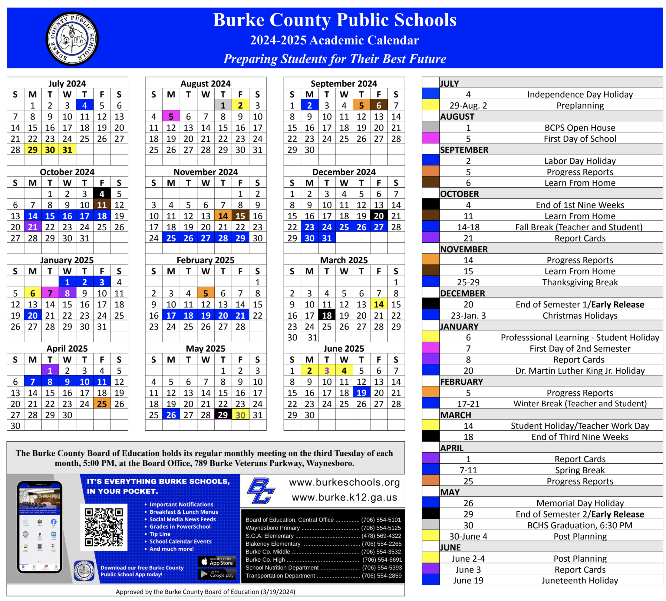 Calendar – Students &amp;amp; Parents – Burke County Public Schools | Augusta County School Calendar 2024-2025 Printable