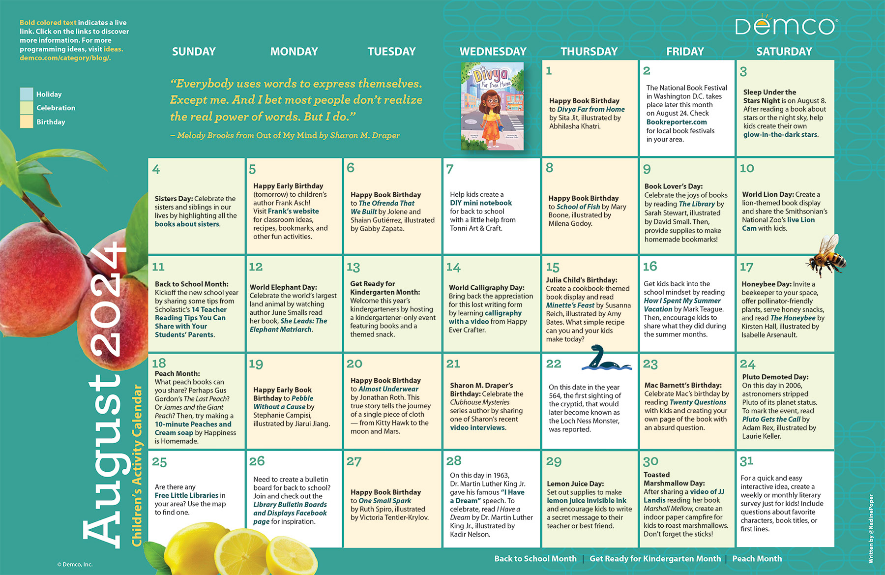 Children&amp;#039;S Activity Calendar: August 2024 | August Calendar Ideas 2024