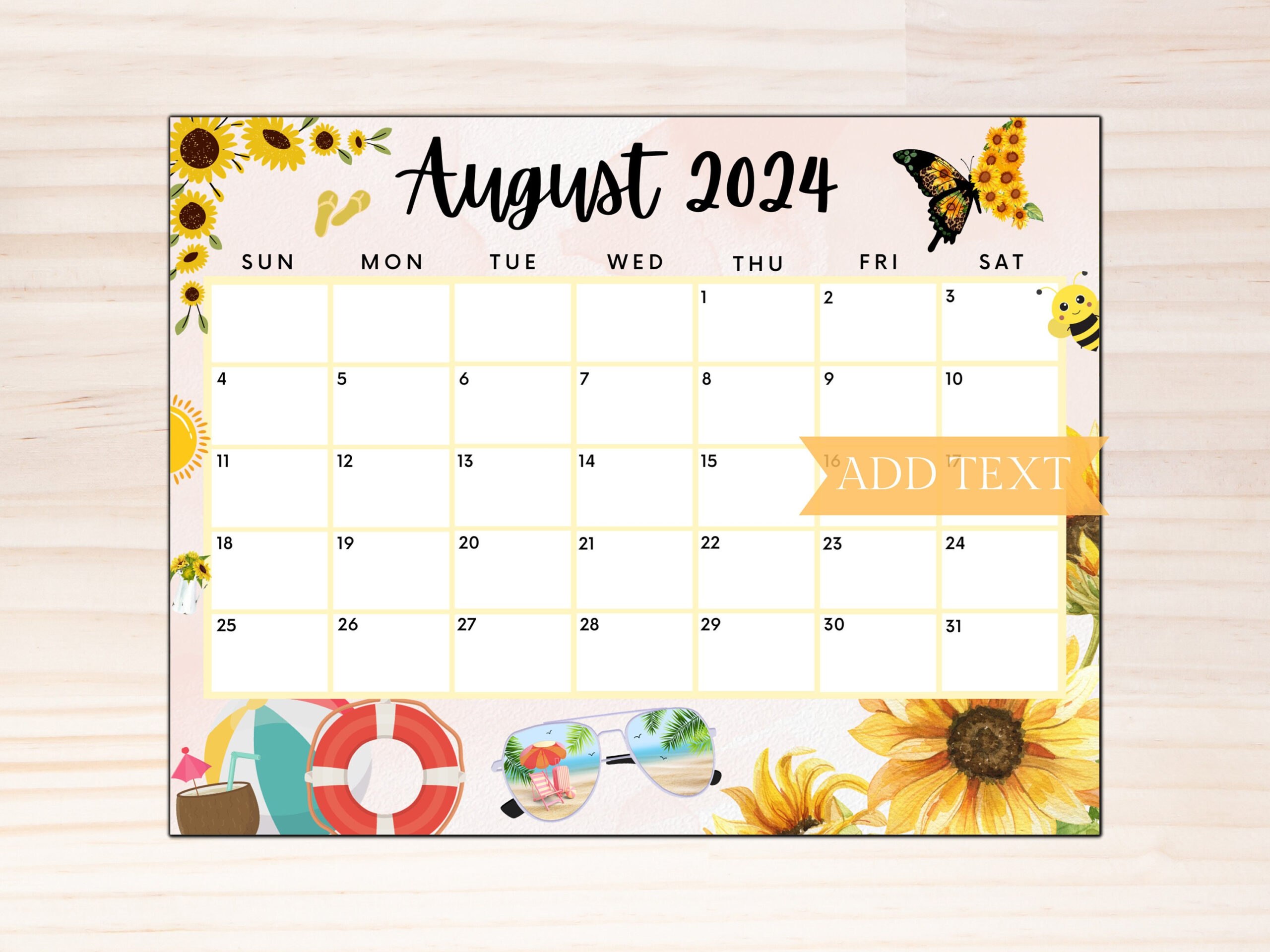 Editable August 2024 Calendar, Printable Calendar 2024, Beautiful | 2024 Calendar Of August