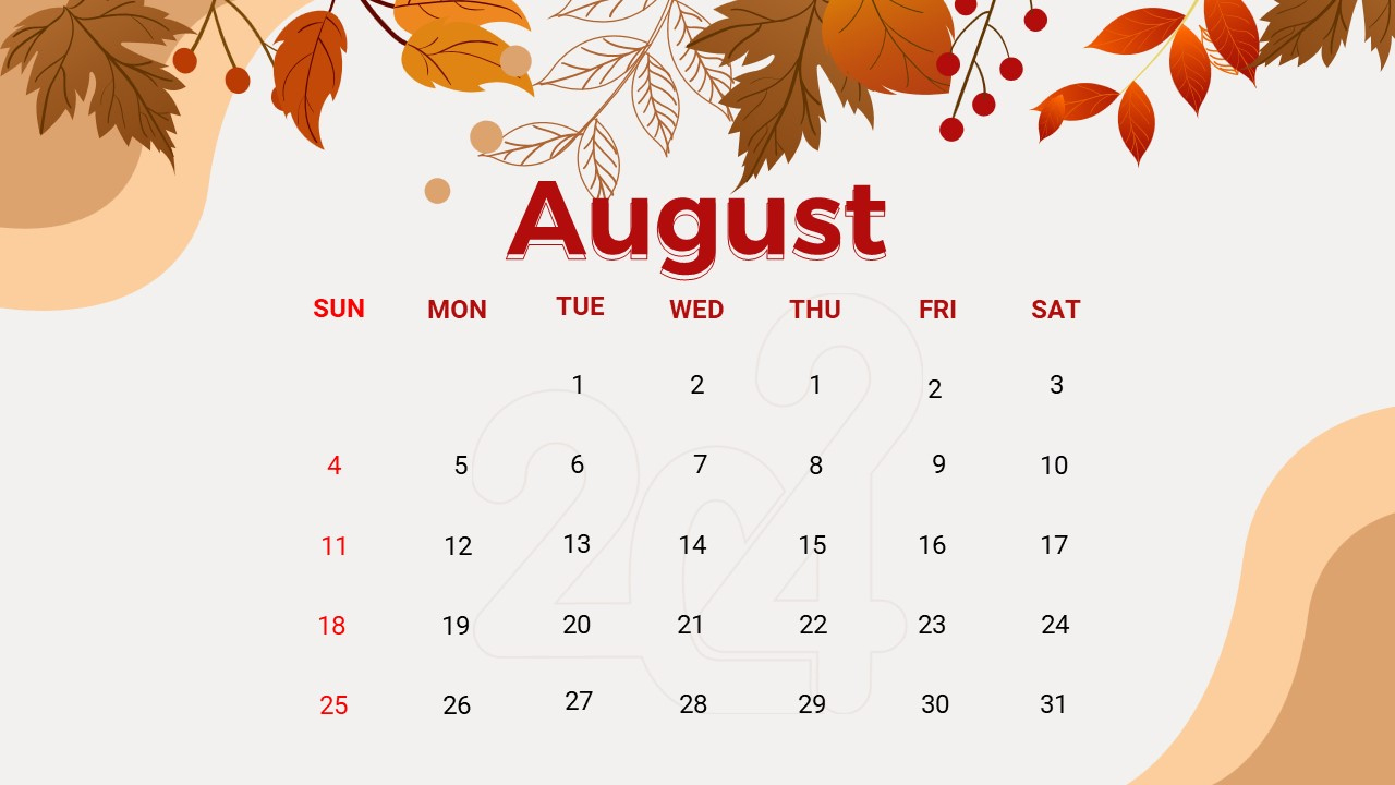 Free August 2024 Calendar Template Powerpoint &amp;amp; Google Slides | Google Calendar - August 2024