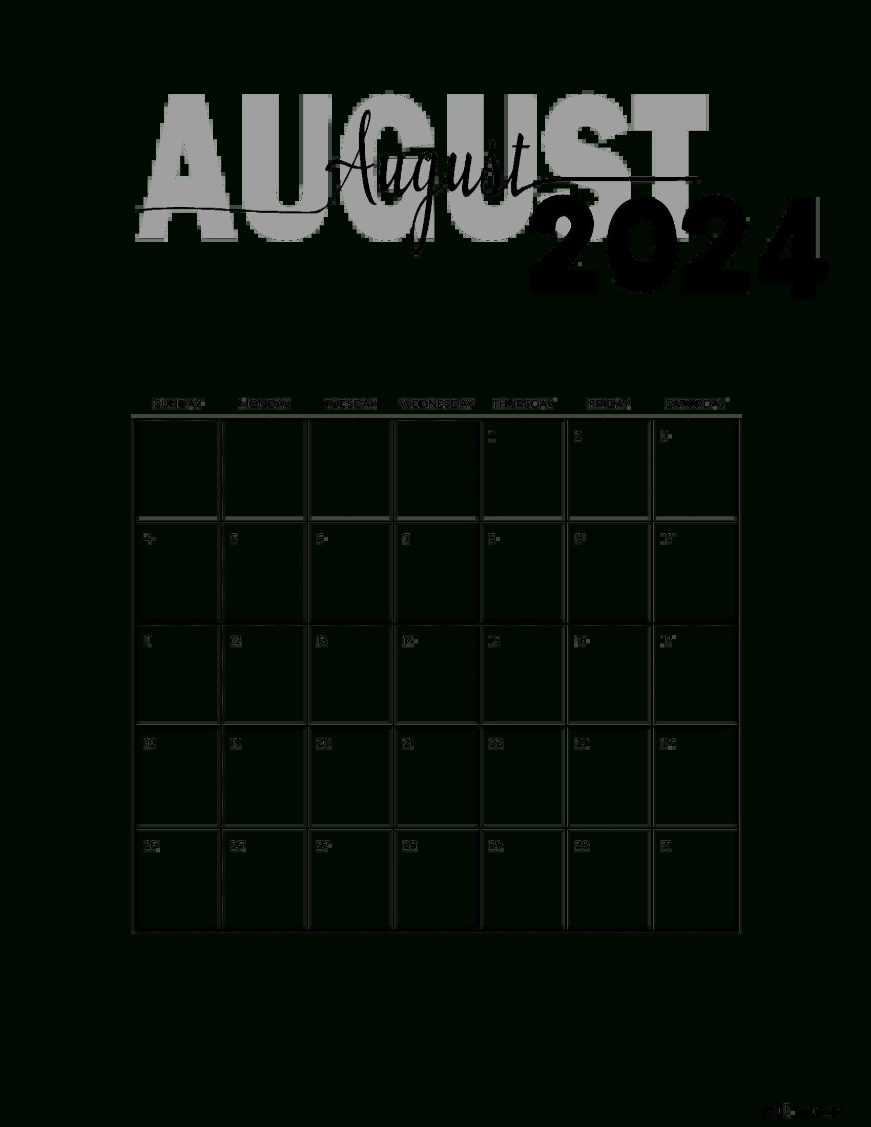 Free Printable August 2024 Calendar | Instant Download | Show Me A Calendar For August 2024