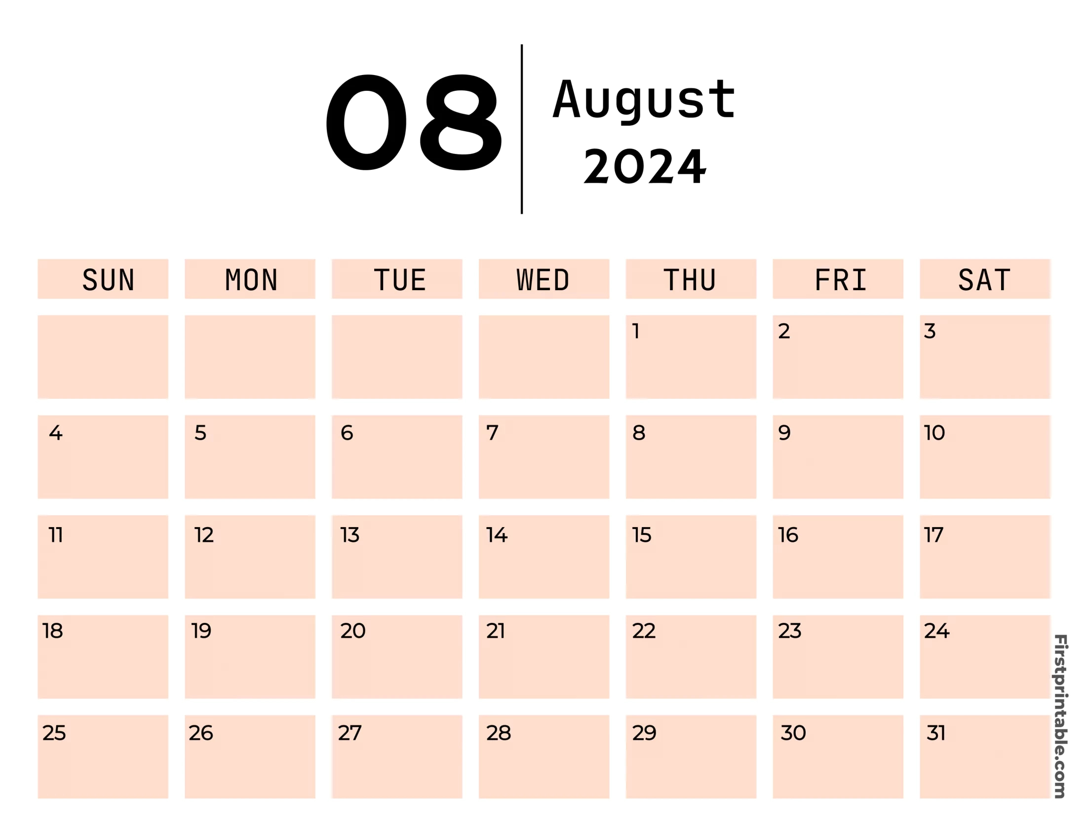 Free Printable &amp;amp; Fillable August Calendar 2024 | August 17 Calendar 2024