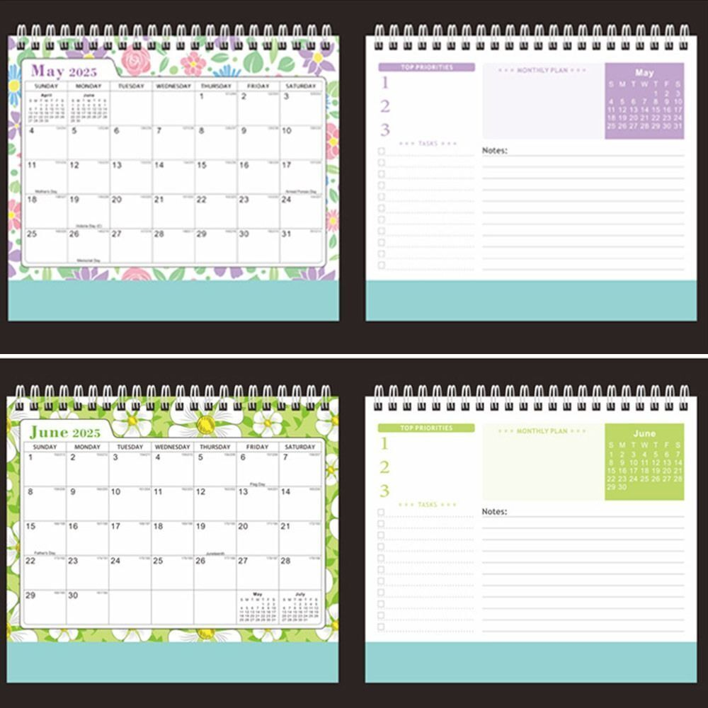 January 2024-June 2025 Desk Calendar English Table Planner Office | 6 Month Calendar January to June 2025