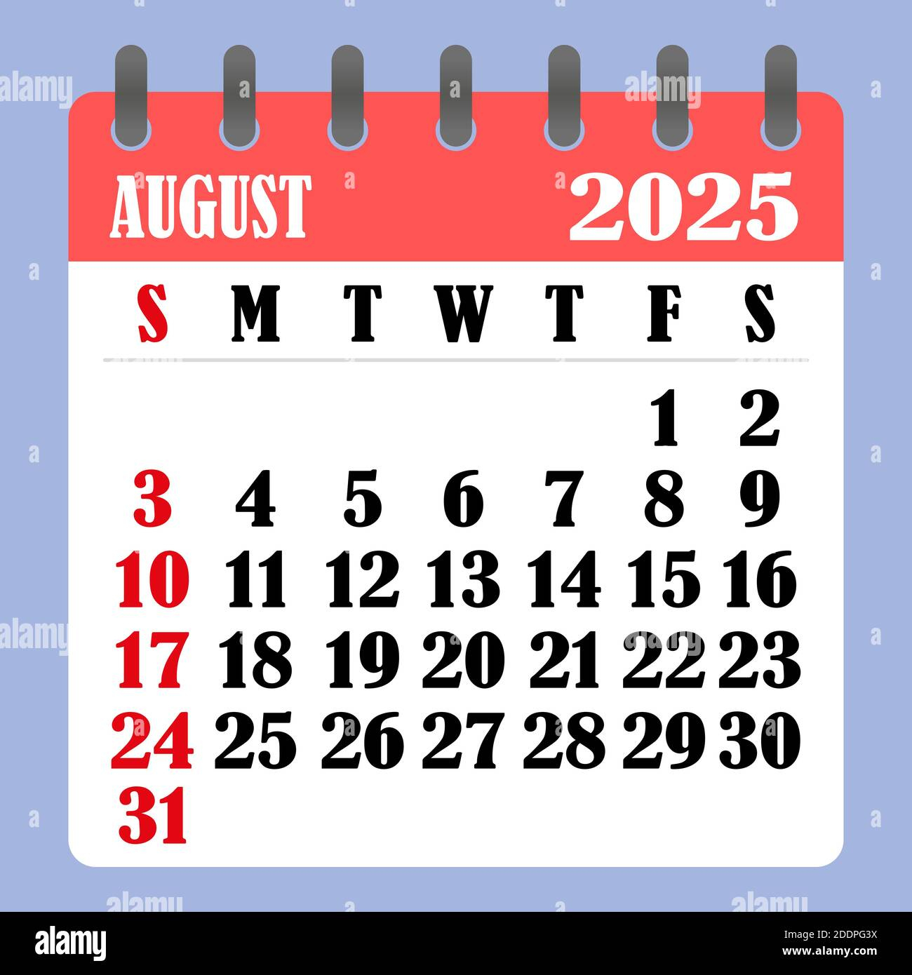 Letter Calendar For August 2025. The Week Begins On Sunday. Time | August 2025 Calendar