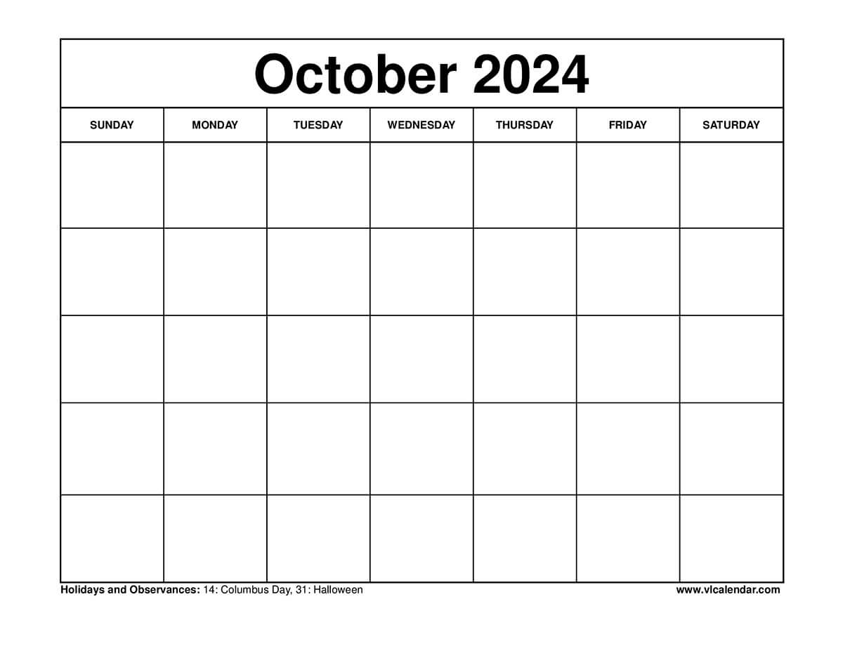 October 2024 Calendar Printable Templates With Holidays | August September October 2024 Calendar Printable