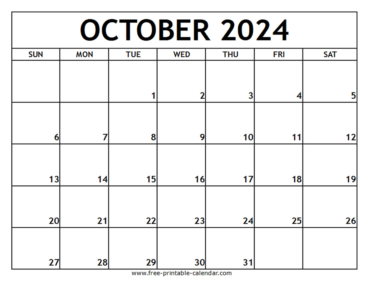 October 2024 Printable Calendar - Free-Printable-Calendar | August September October 2024 Calendar Printable Free