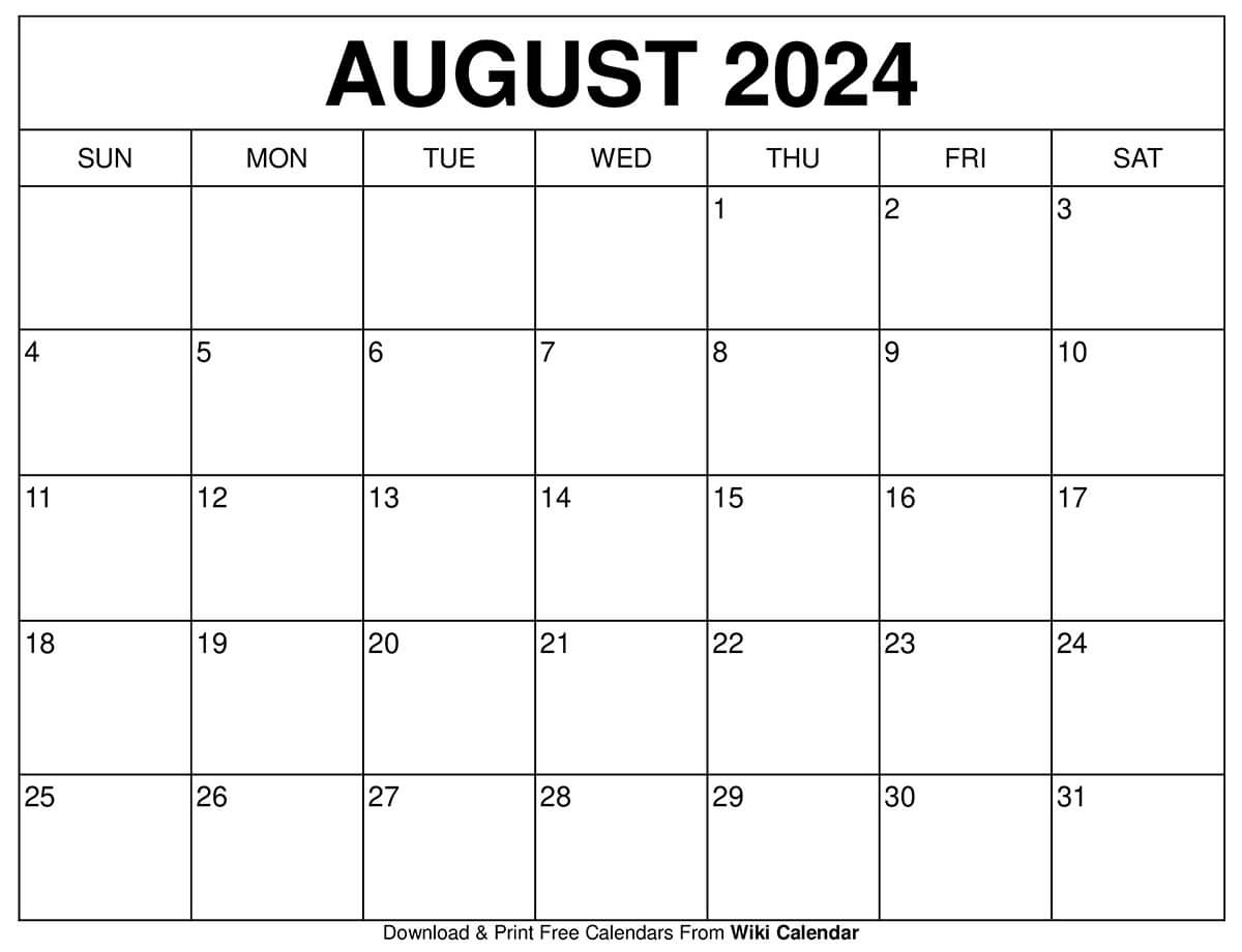 Printable August 2024 Calendar Templates With Holidays | 2024 August Calendar Printable